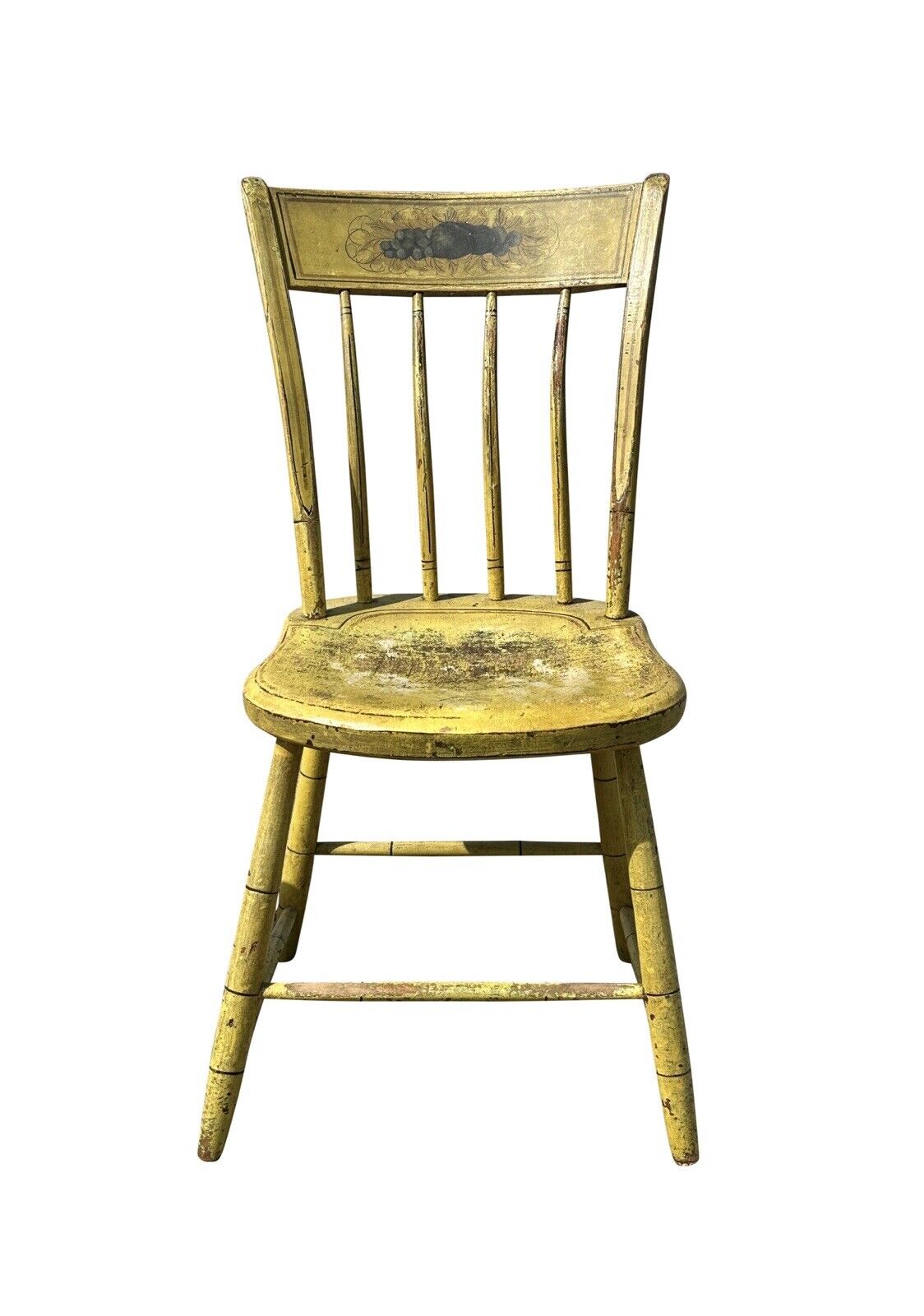 Pair of Antique Windsor Thumbback Birdcage Side Chairs in Original Paint Surface