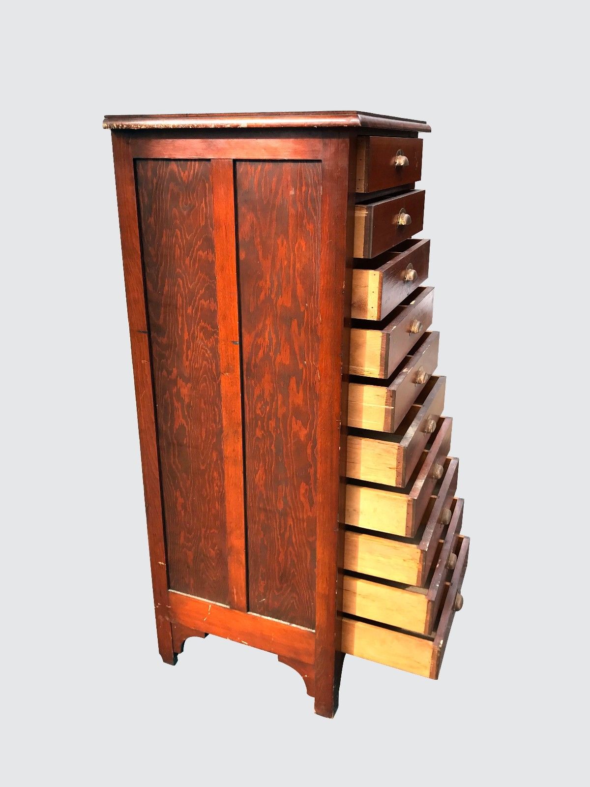 ANTIQUE 10 DRAWER OAK LATERAL FILE MAP CASE IN GREAT ORIGINAL CONDITION