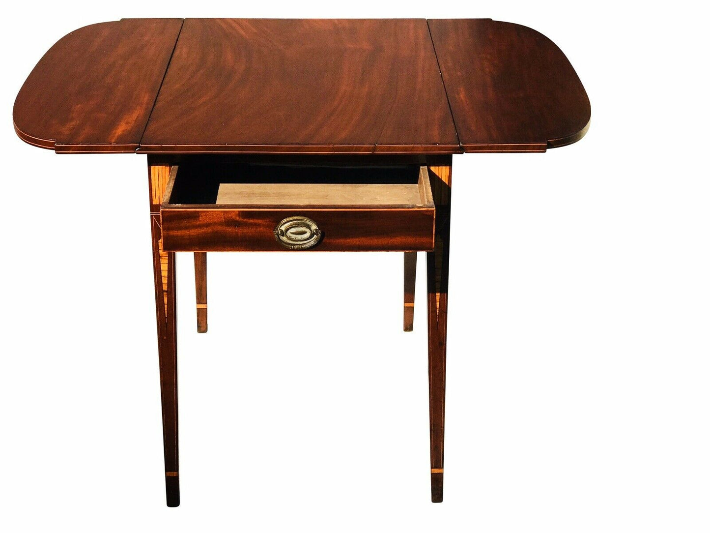 19TH C ANTIQUE PELATIAH BLISS MAHOGANY HEPPLEWHITE DROP LEAF PEMBROKE TABLE