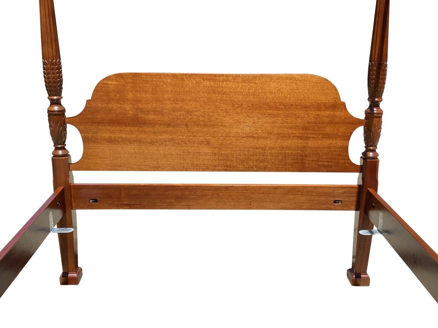 20th C Chippendale Antique Style Mahogany Queen Size Rice Carved Tester Bed