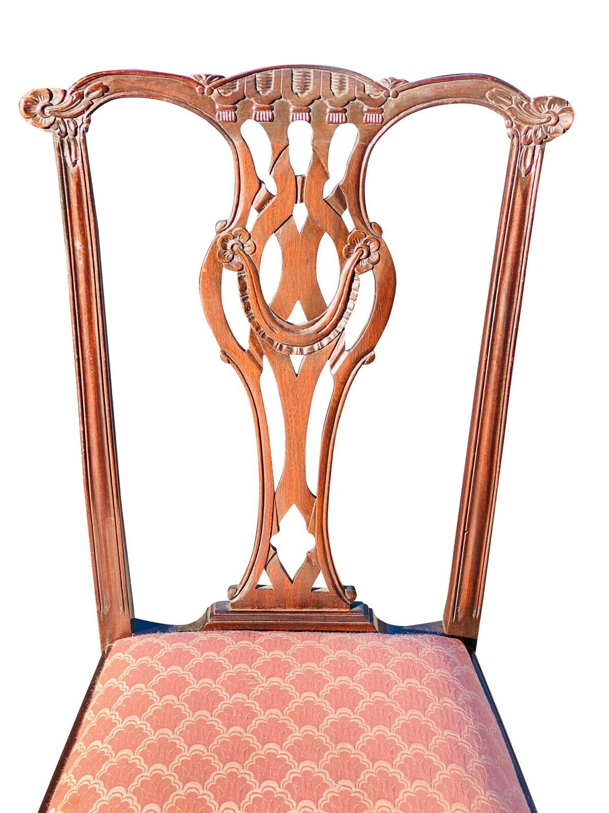 20TH C SET OF 8 CHIPPENDALE ANTIQUE STYLE CARVED MAHOGANY DINING CHAIRS