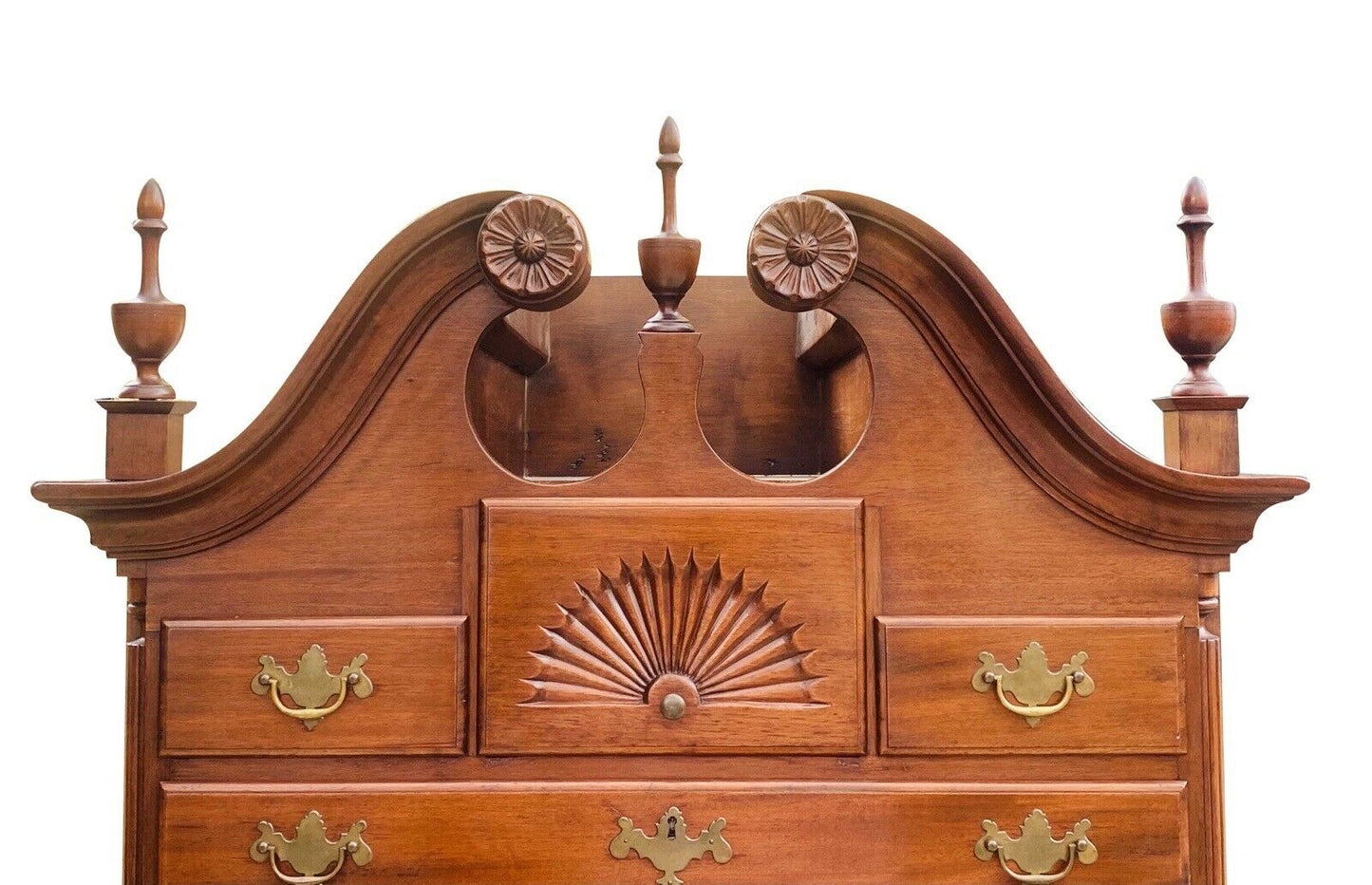 20th C Queen Anne Antique Style Mahogany Highboy Dresser / Chest