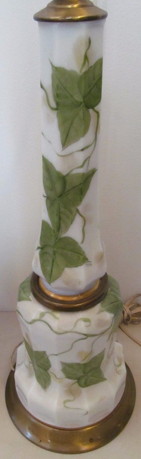 PAIR OF 1930'S FINE BRISTOL GLASS HAND PAINTED LAMPS ARTIST SIGNED "PEERL"