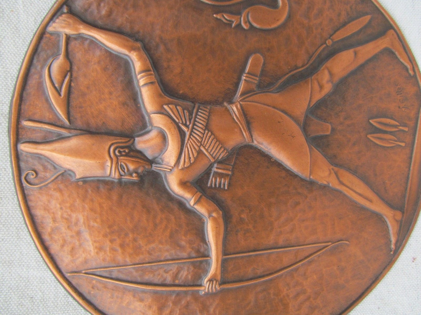 ARTS & CRAFTS STYLE COPPER EGYPTIAN REVIVAL WALL PLAQUE - A. GILLES