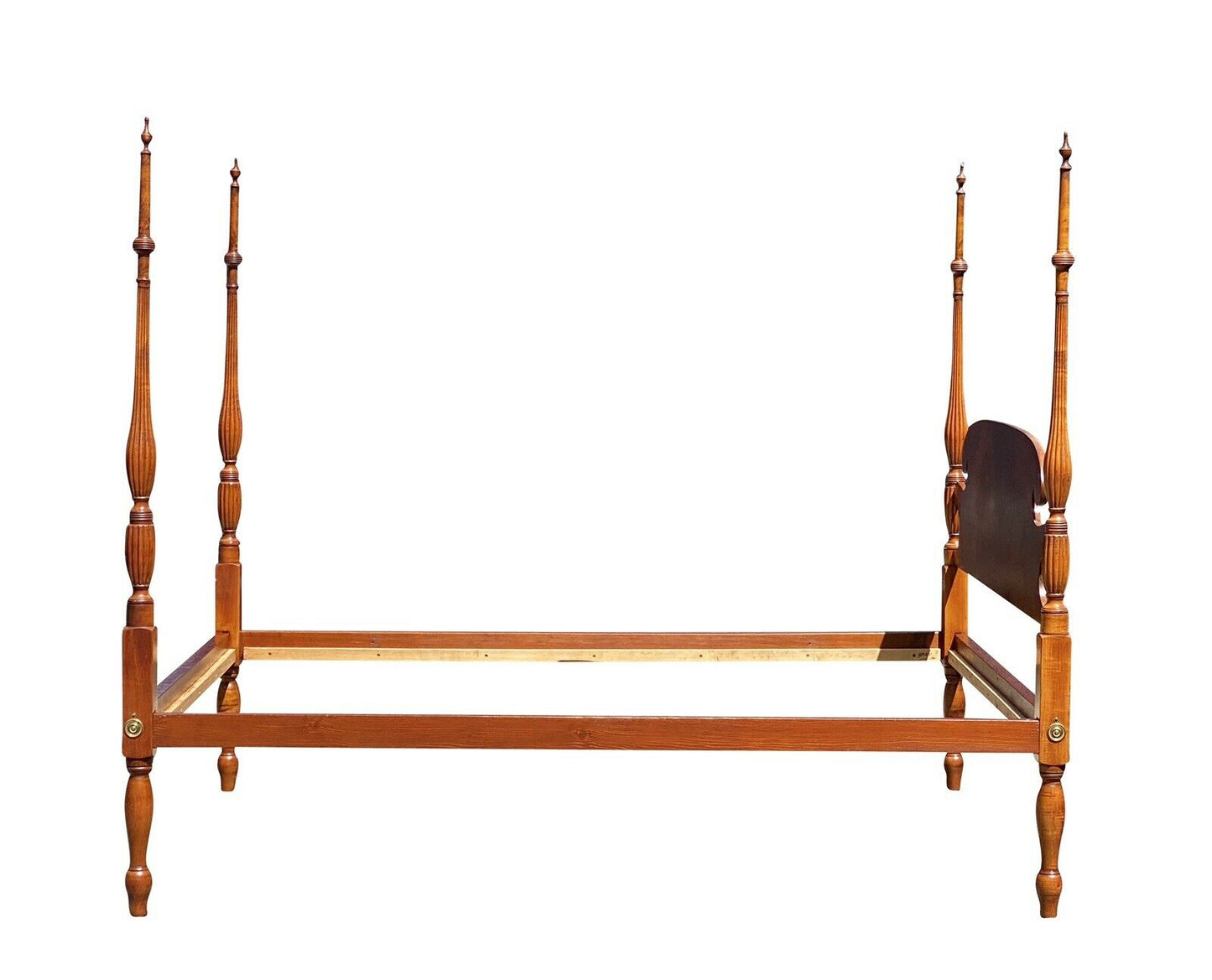 19th C Antique Sheraton Tiger Maple Full Size Four Post Bed - Curly Maple Bed