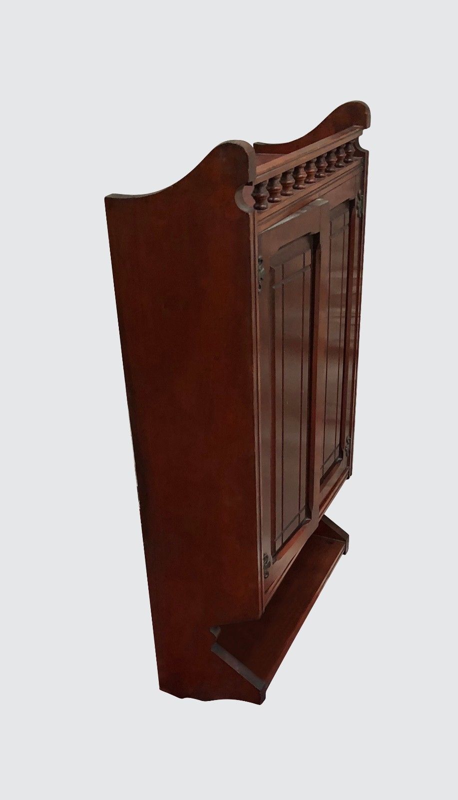 EASTLAKE VICTORIAN CHERRY STICK & BALL GALLERY RAISED PANELED WALL HUNG CABINET