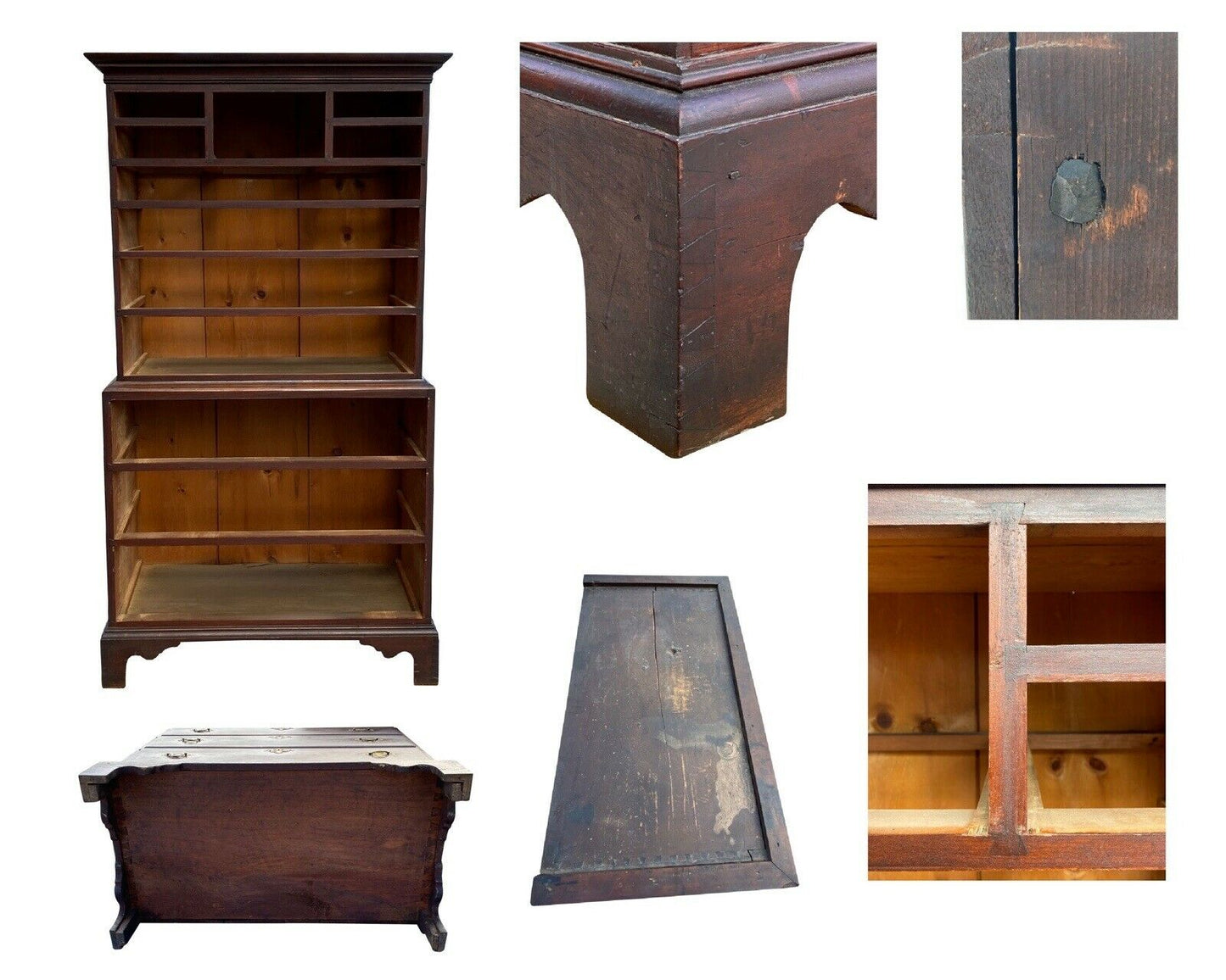 18th C Antique Connecticut Chippendale Tall Chest / Dresser