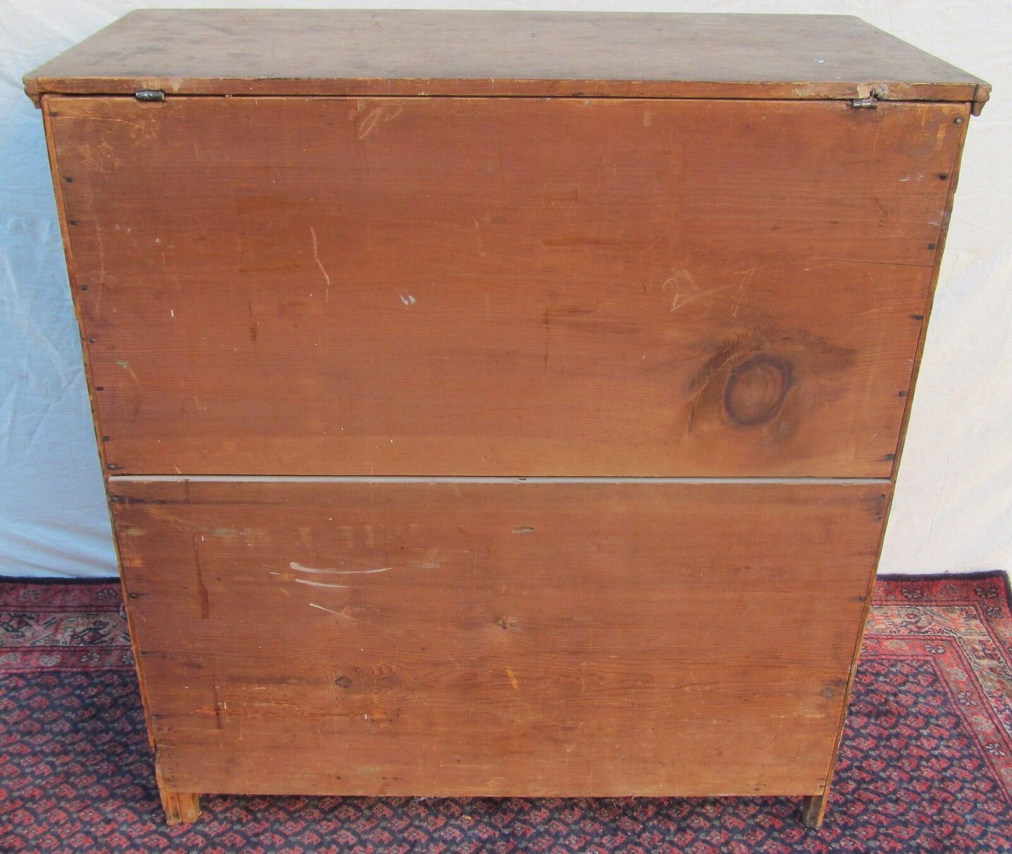 18TH C HEPPLEWHITE NEW ENGLAND SPONGE GRAIN PAINTED ANTIQUE BLANKET BOX / CHEST