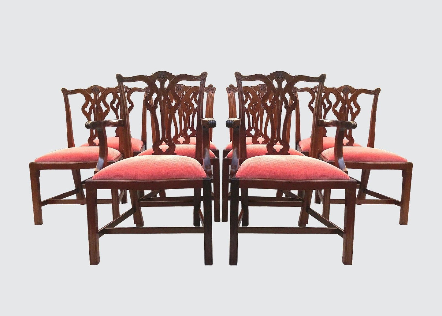 EXCEPTIONALLY FINE SET OF 10 CHIPPENDALE STYLE MAHOGANY DINING CHAIRS-A-1 COND.