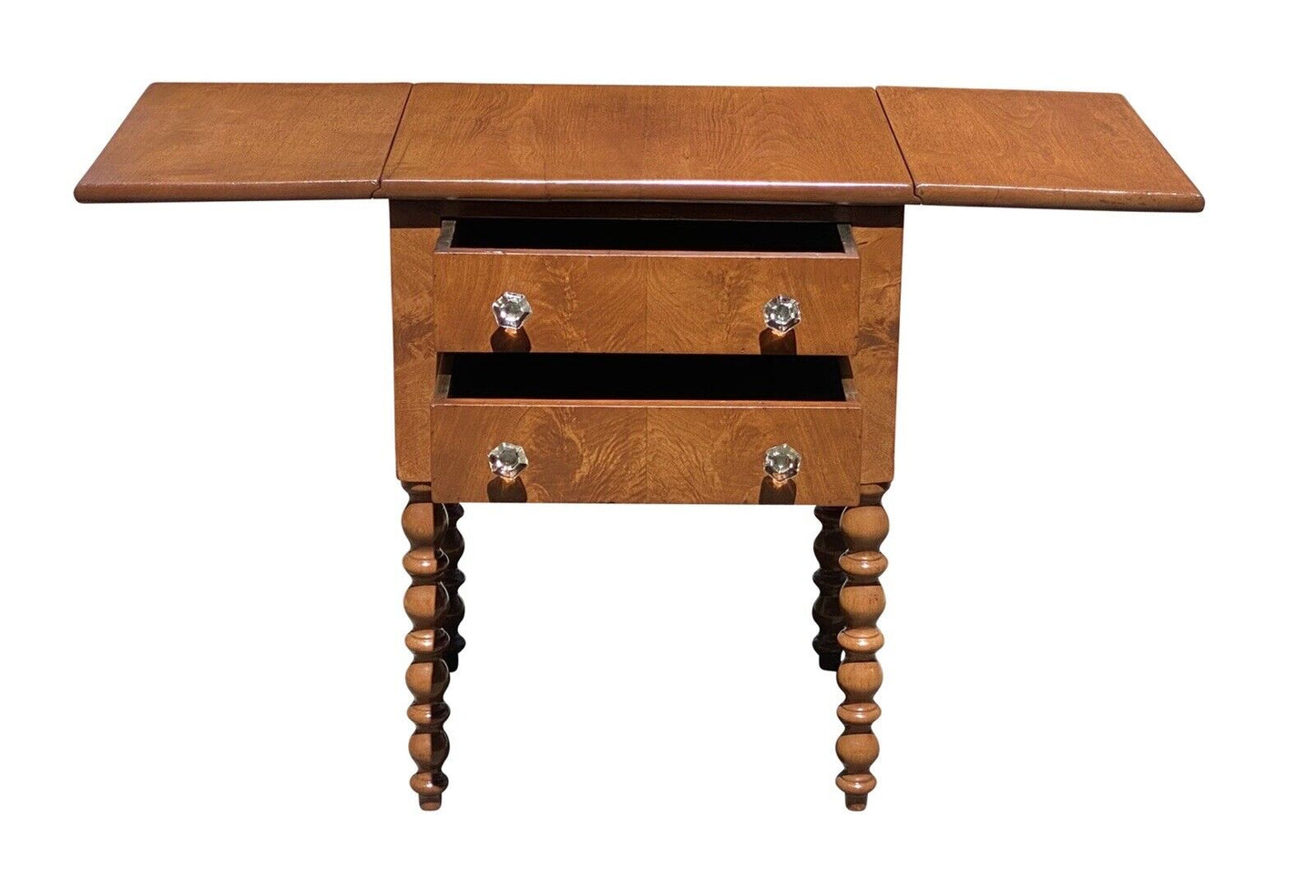 19th C Antique Virginia Walnut Federal 2 Drawer Worktable / Nightstand