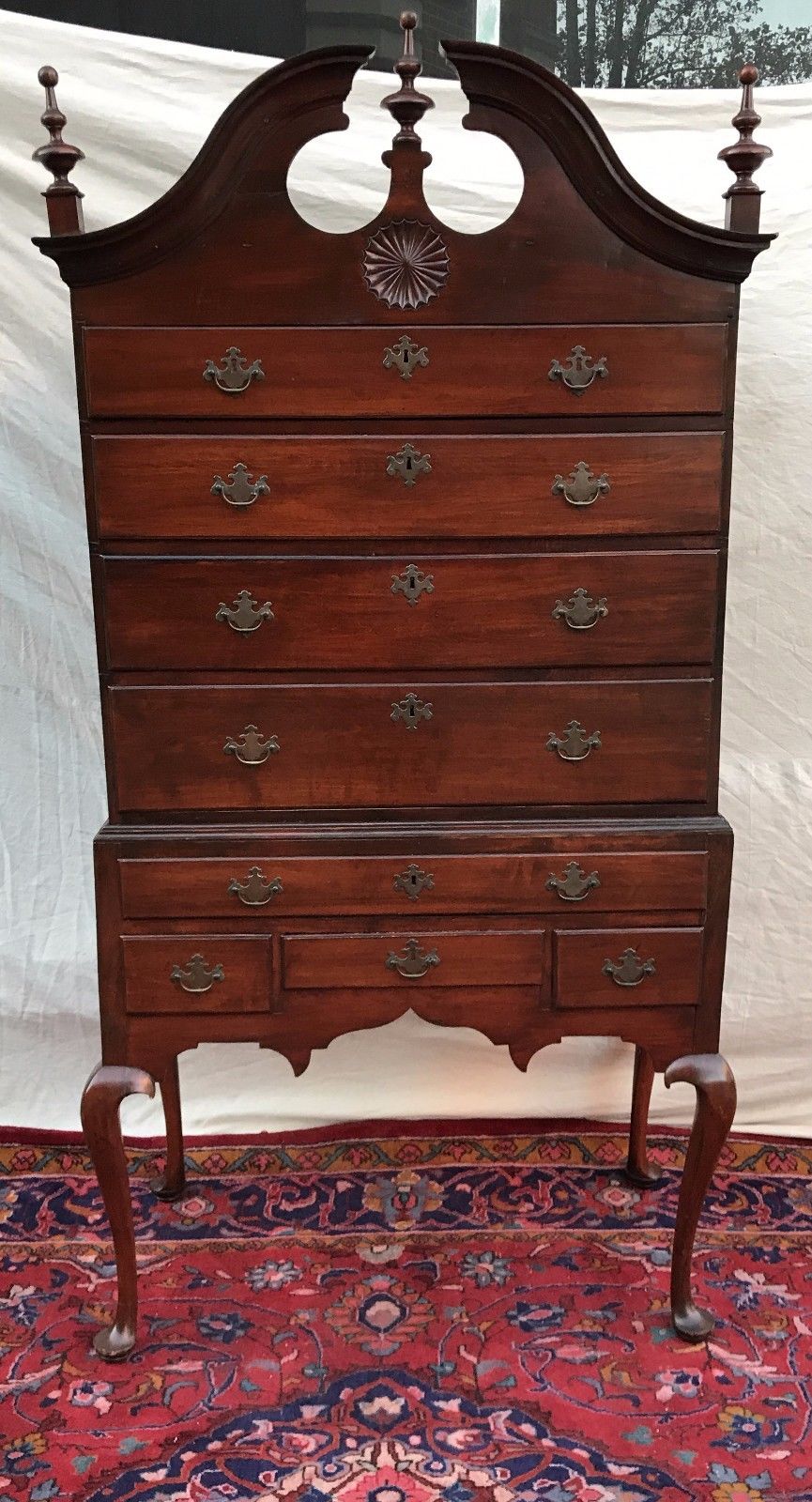 IMPORTANT 18TH CENTURY QUEEN ANNE MAPLE HIGHBOY-HARTFORD COUNTY CONNECTICUT