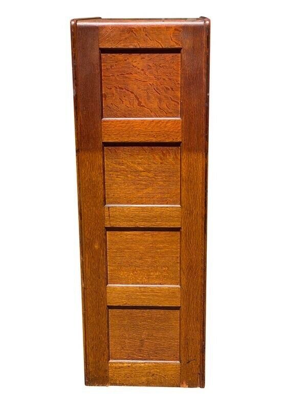 20TH C ANTIQUE ARTS & CRAFTS LIBRARY BUREAU 4 DRAWER TIGER OAK FILE CABINET