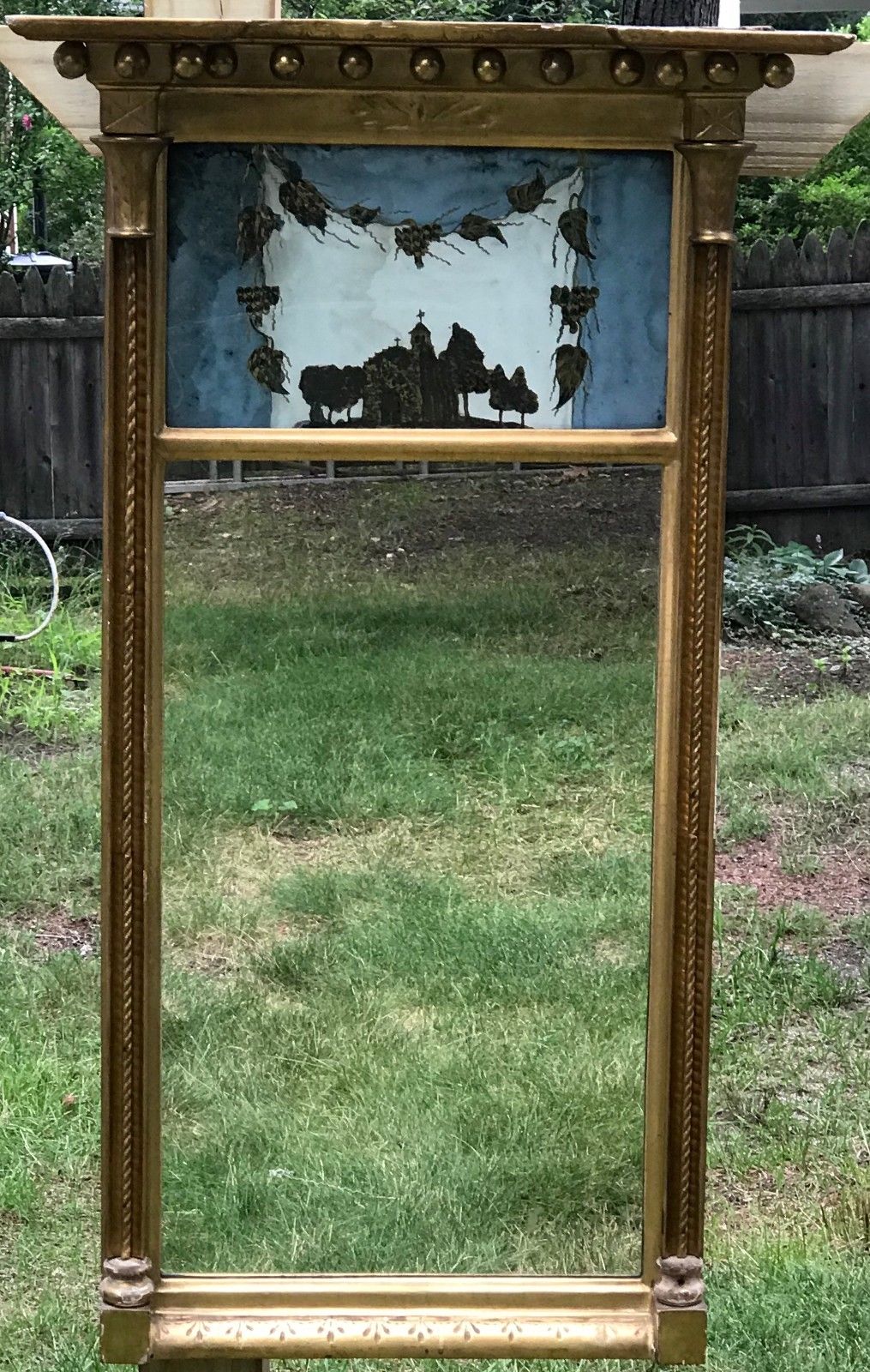 EARLY 19TH C FEDERAL PERIOD EGLOMISE MIRROR BY JOHN DOGGETT - ROXBURY MA 1810