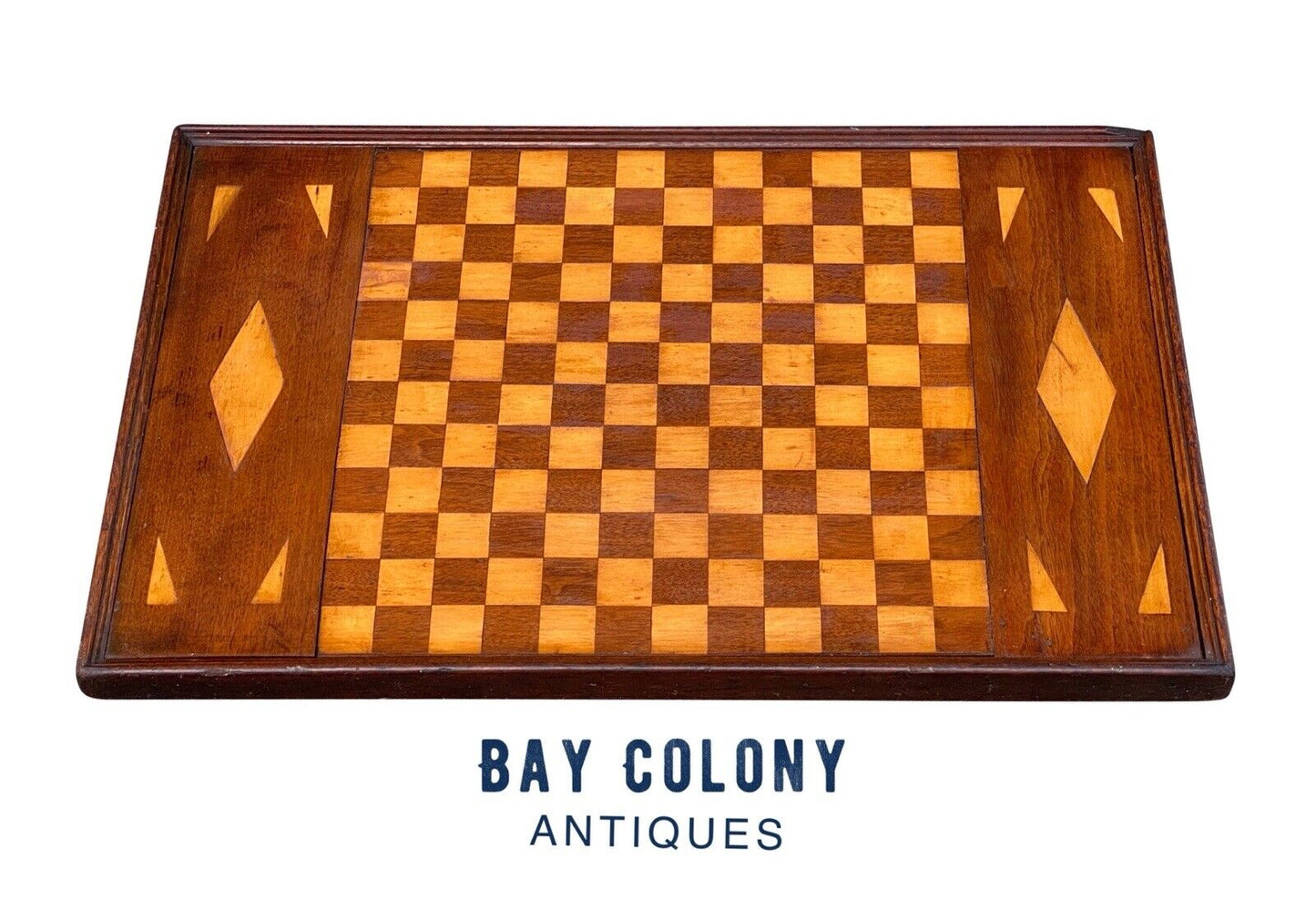19th C Antique Country Primitive Mixed Wood Checkerboard / Game Board