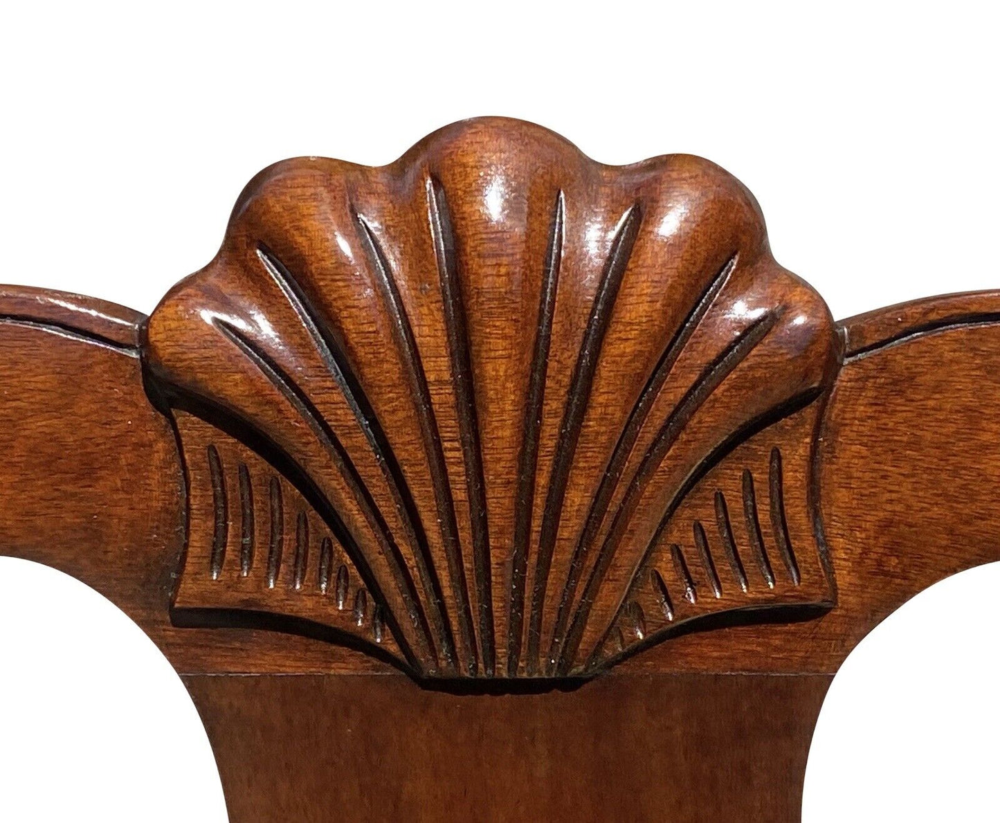 20th C Vintage Pair of Mahogany Henkel Harris Shell Carved Armchairs