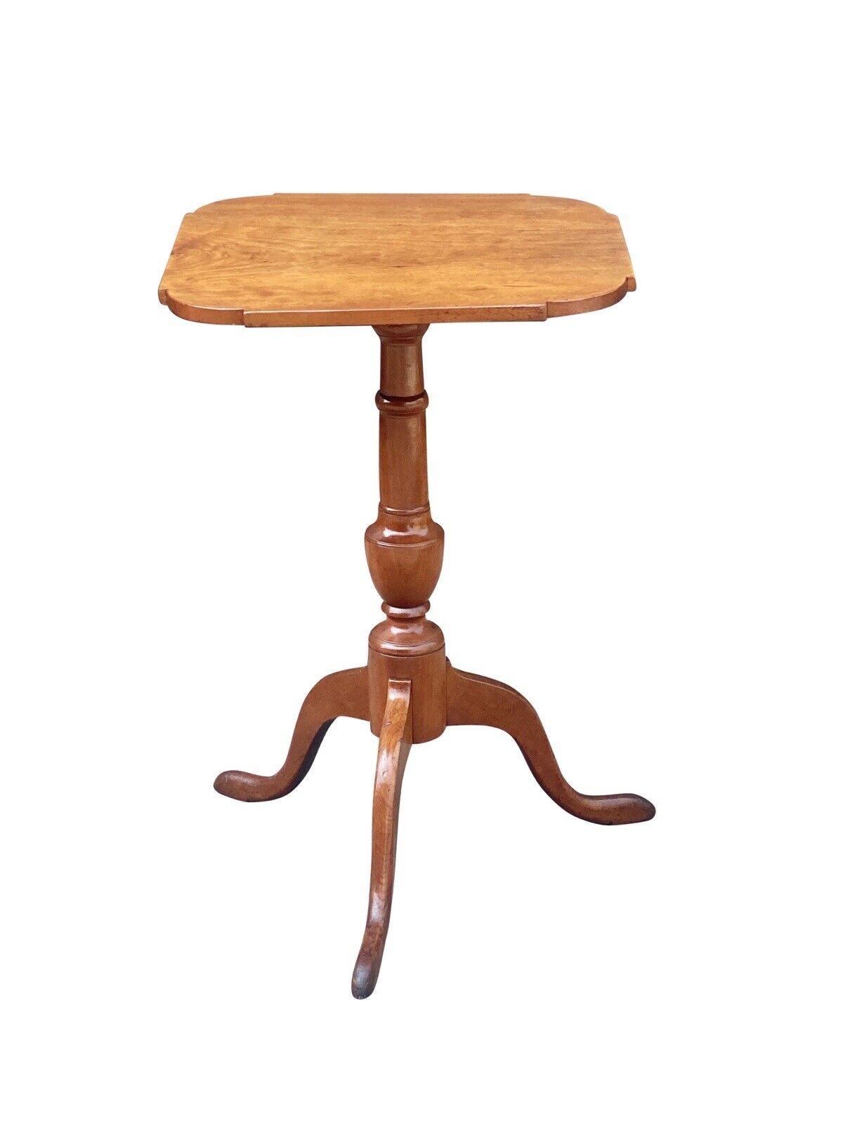 Antique Queen Anne Cherry Candlestand With Ovolo Top & Snake Legs