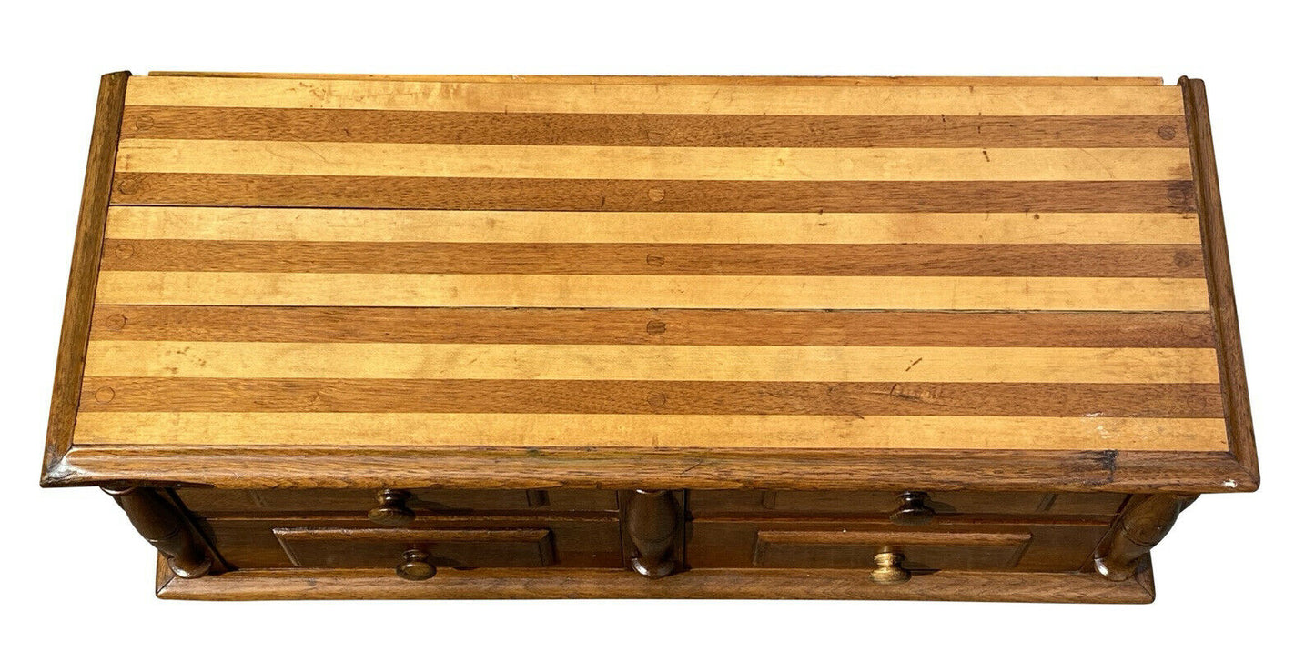 19TH C ANTIQUE FEDERAL PERIOD SOUTHERN WALNUT FOLK ART SPICE BOX / CABINET