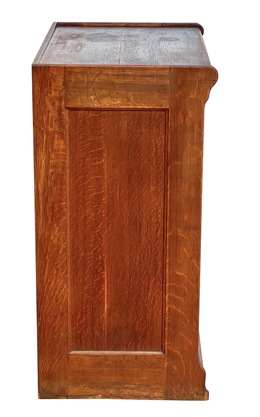 19TH C ANTIQUE TIGER OAK GLOBE 12 DRAWER TAMBOUR OFFICE FILE CABINET