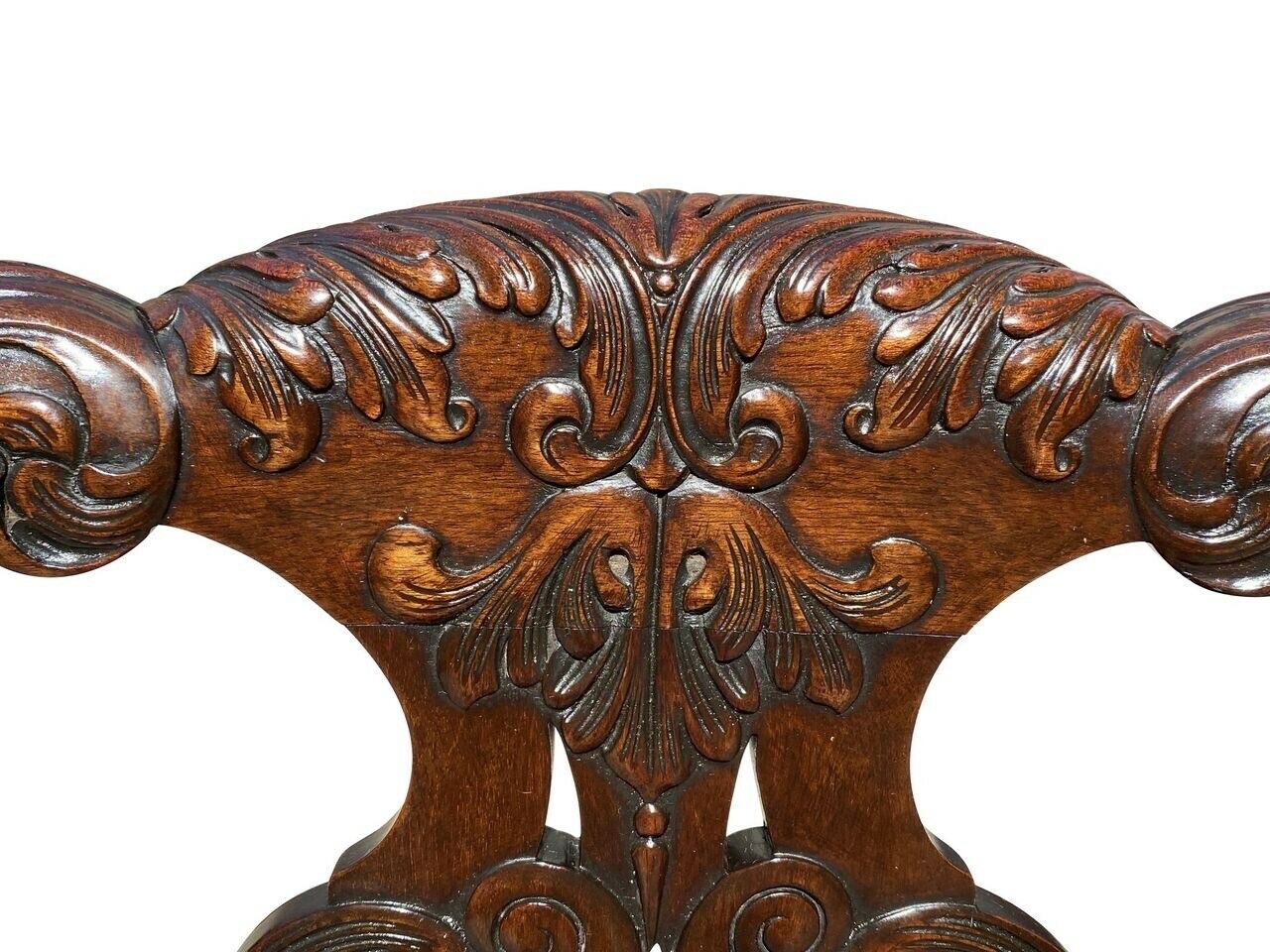 19TH C ANTIQUE SET OF 6 MAHOGANY IRISH CHIPPENDALE DINING CHAIRS
