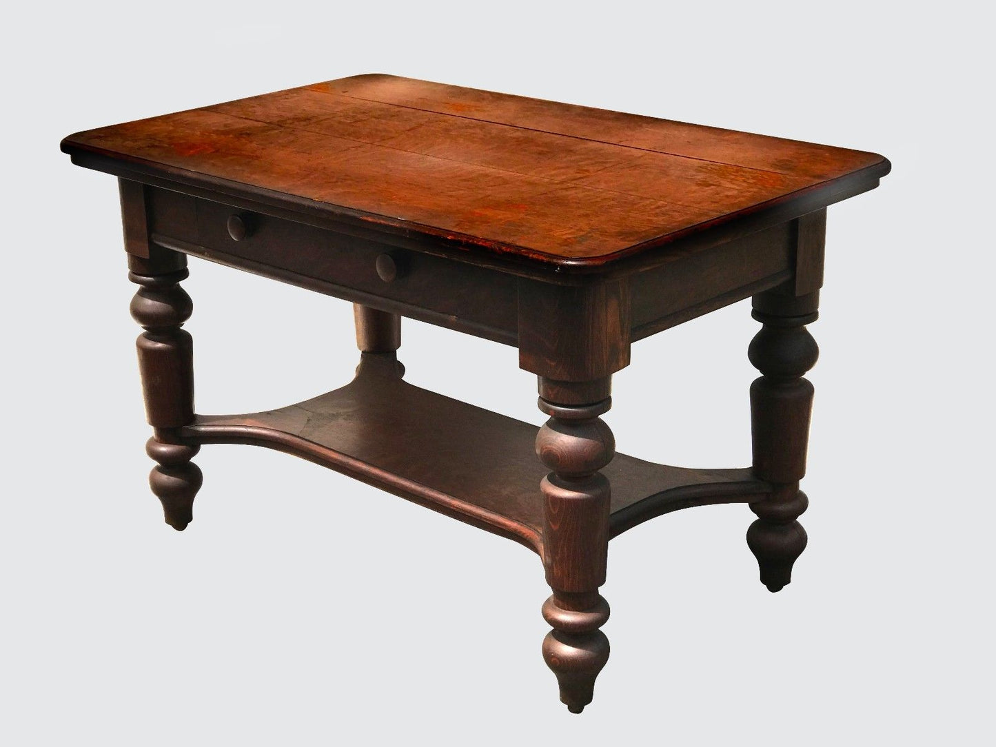 VICTORIAN SOLID OAK 1 DRAWER LIBRARY TABLE / DESK IN ORIGINAL FINISH
