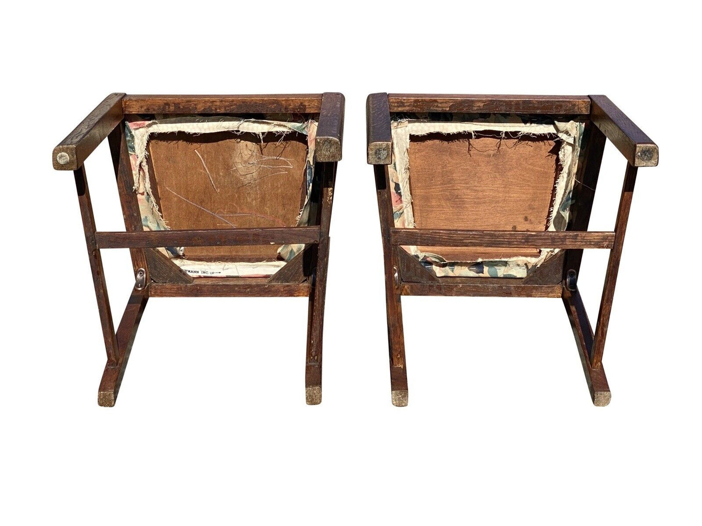 Set of 8 Antique Arts & Crafts Oak Dining Chairs with Tapered Splats