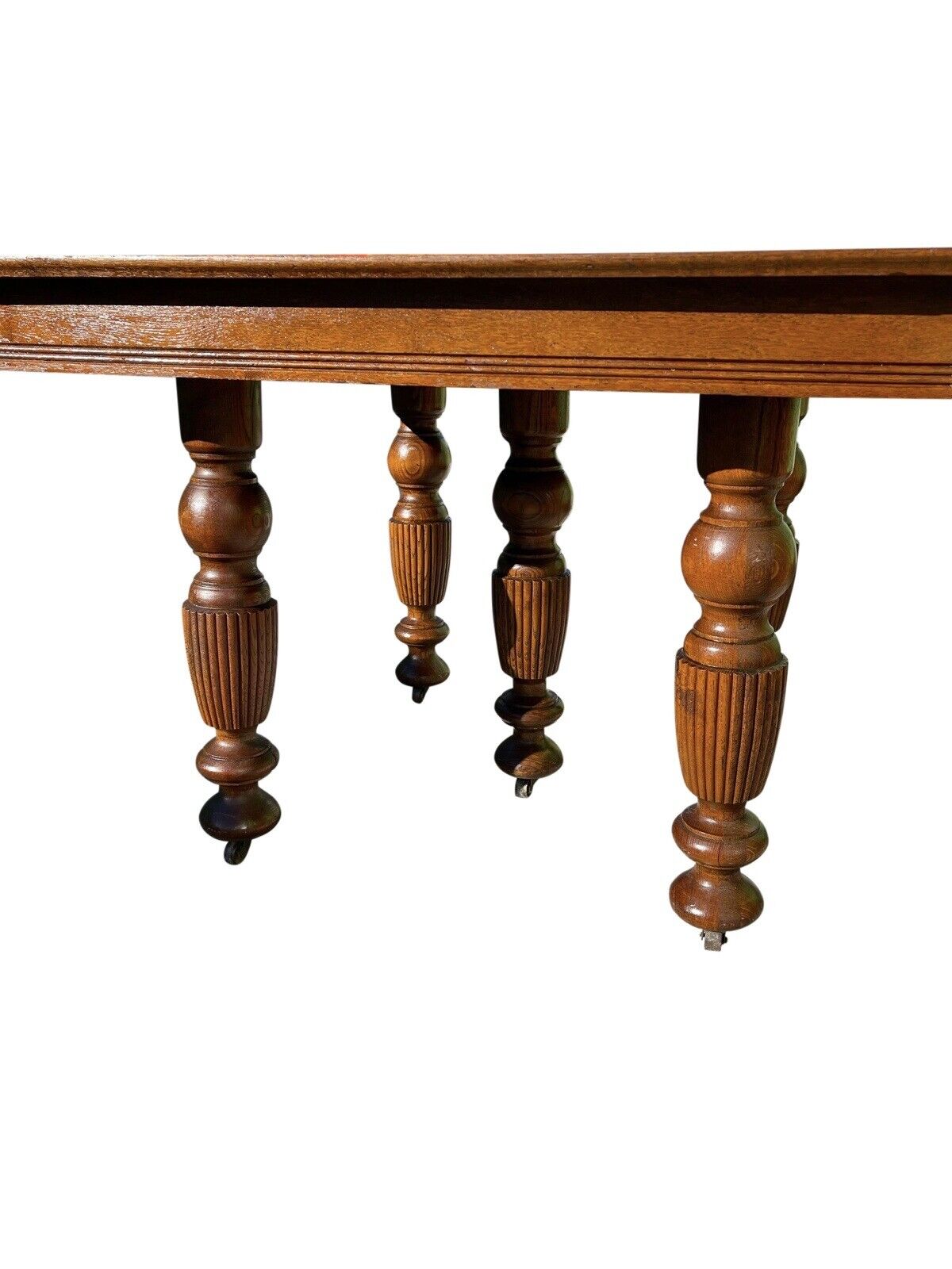 19th C Antique Victorian Oak Dining Table With 5 Leaves - 7.5+ Feet Long
