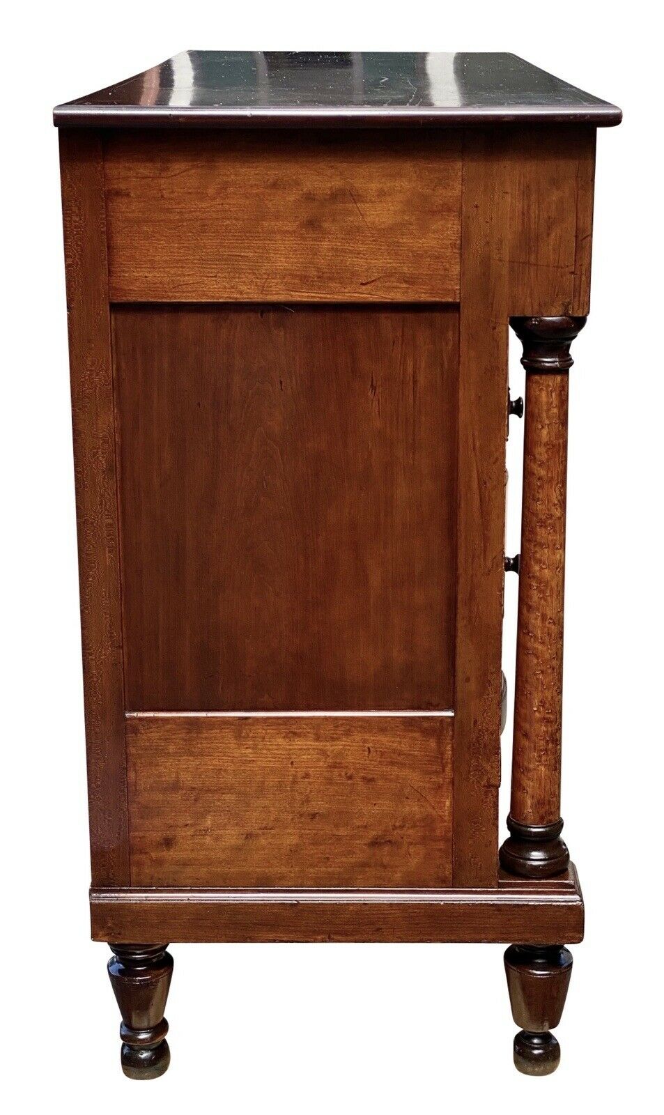 19TH C ANTIQUE SHERATON TIGER MAPLE & BIRDS EYE MAPLE SIDEBOARD / SERVER