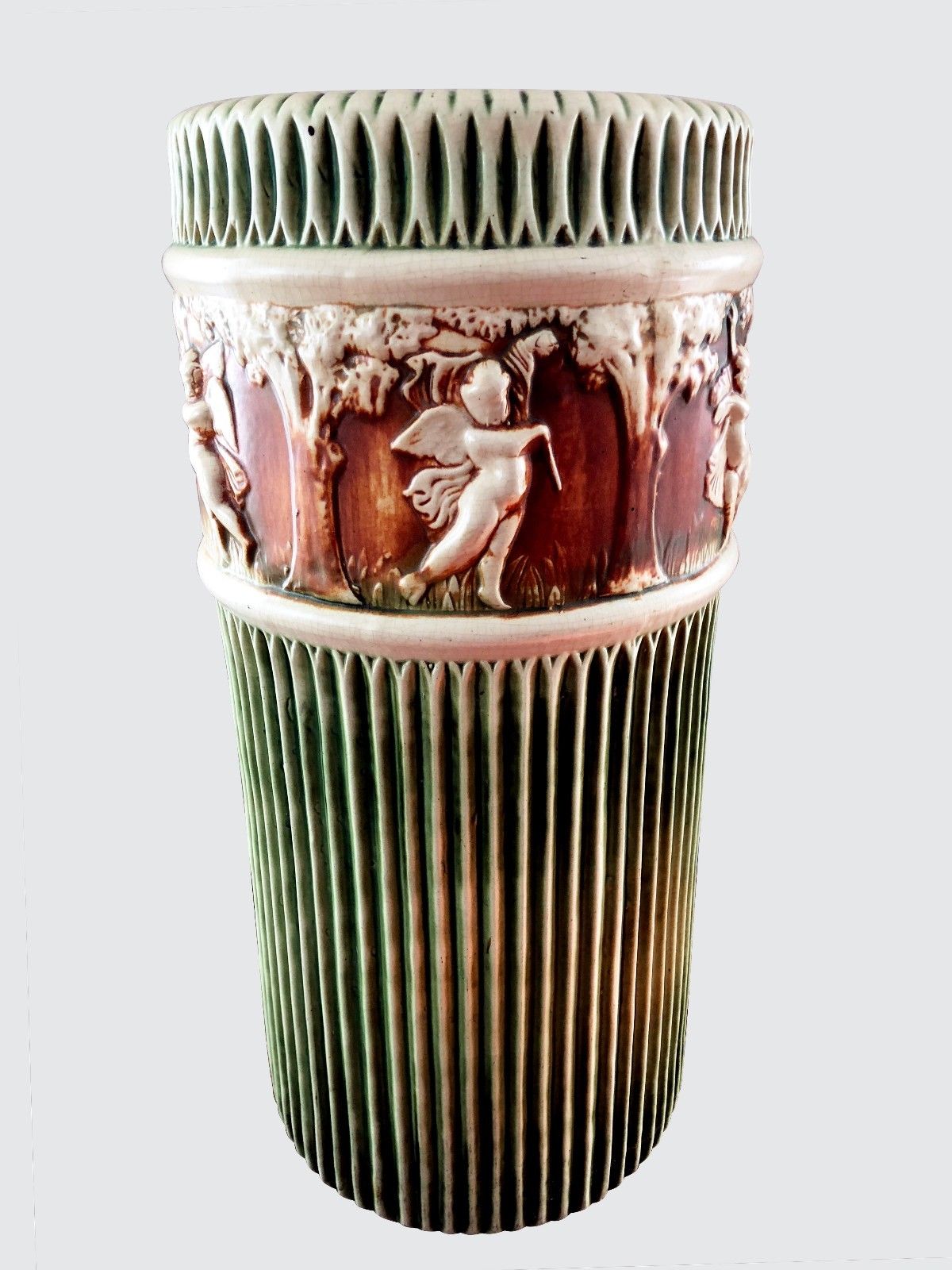 ARTS & CRAFTS ROSEVILLE DONATELLO PATTERN JARDINIERE ON STAND SET