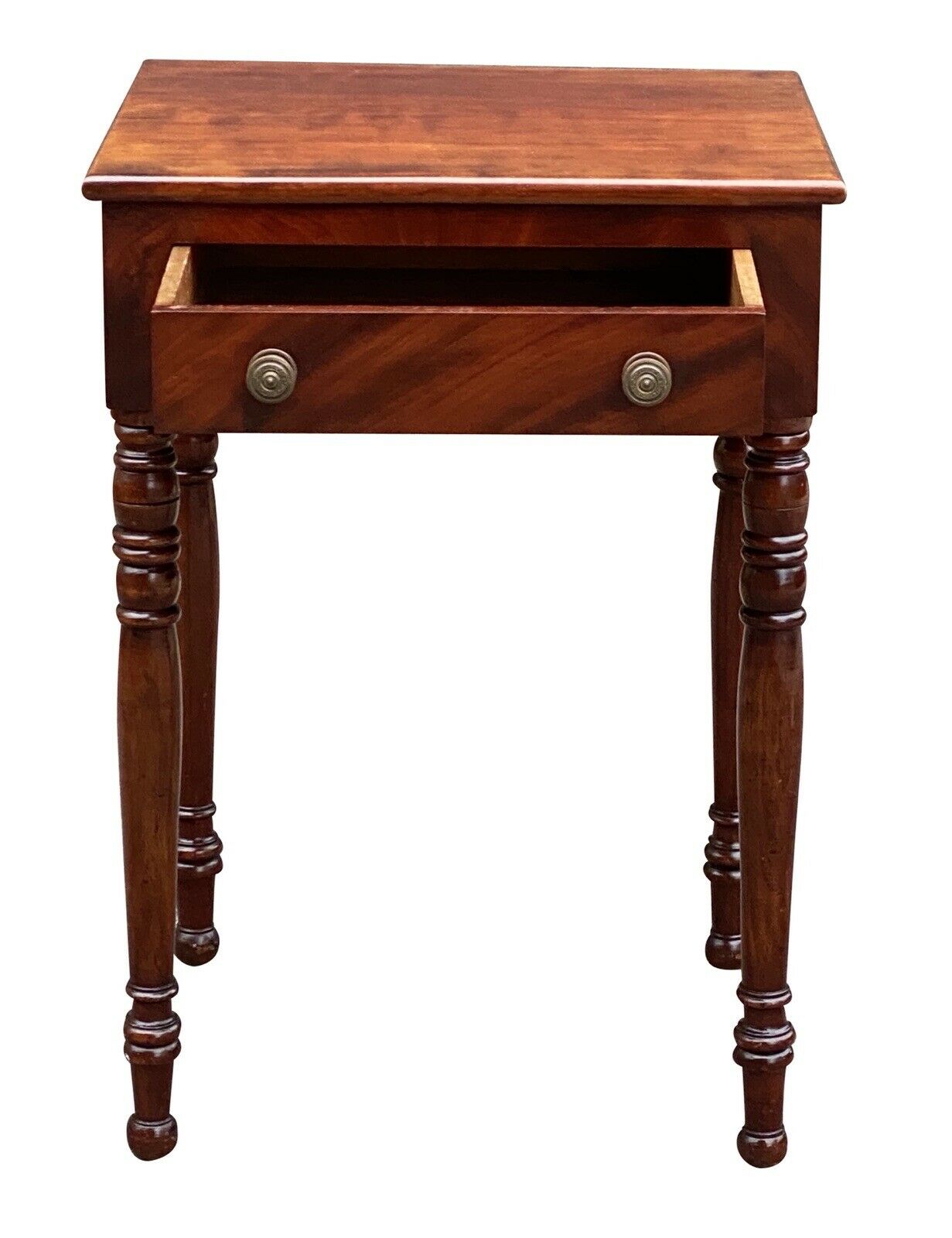 19th C Antique Cherry Sheraton Work Table / Nightstand ~ Isaac Wright Hartford