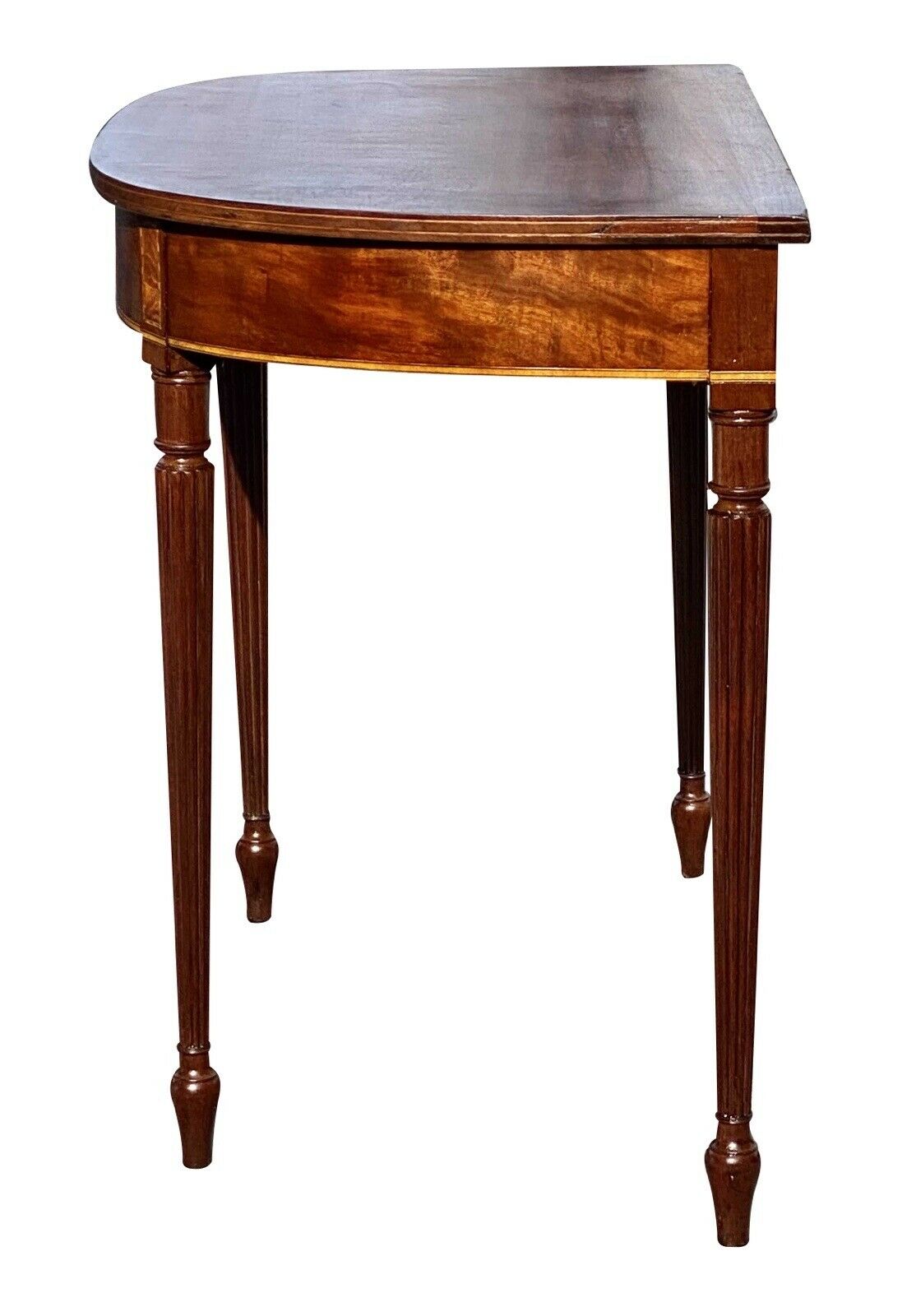 19th C Antique Sheraton Mahogany & Tiger Maple Console Table