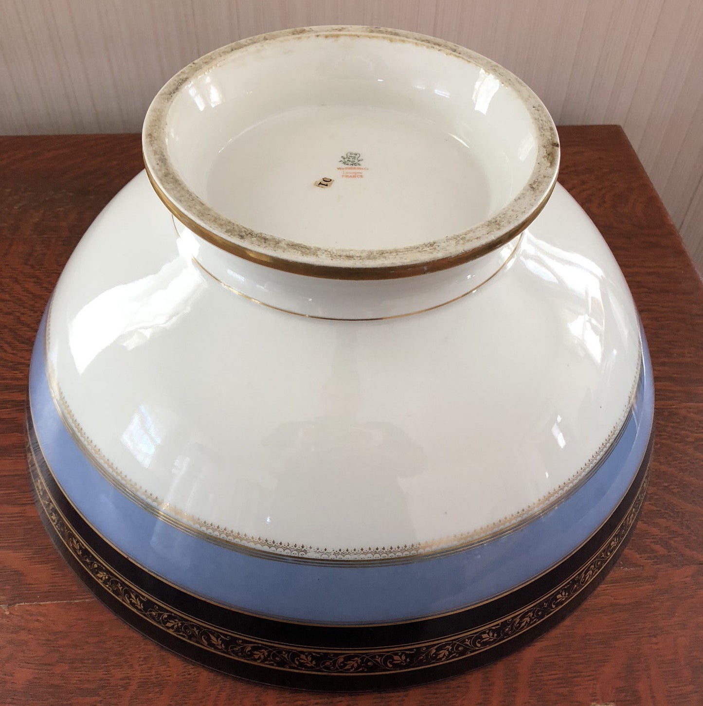 LIMOGES WILLIAM GUERIN & CO JEWELERS AZURE & COBALT BLUE PUNCHBOWL