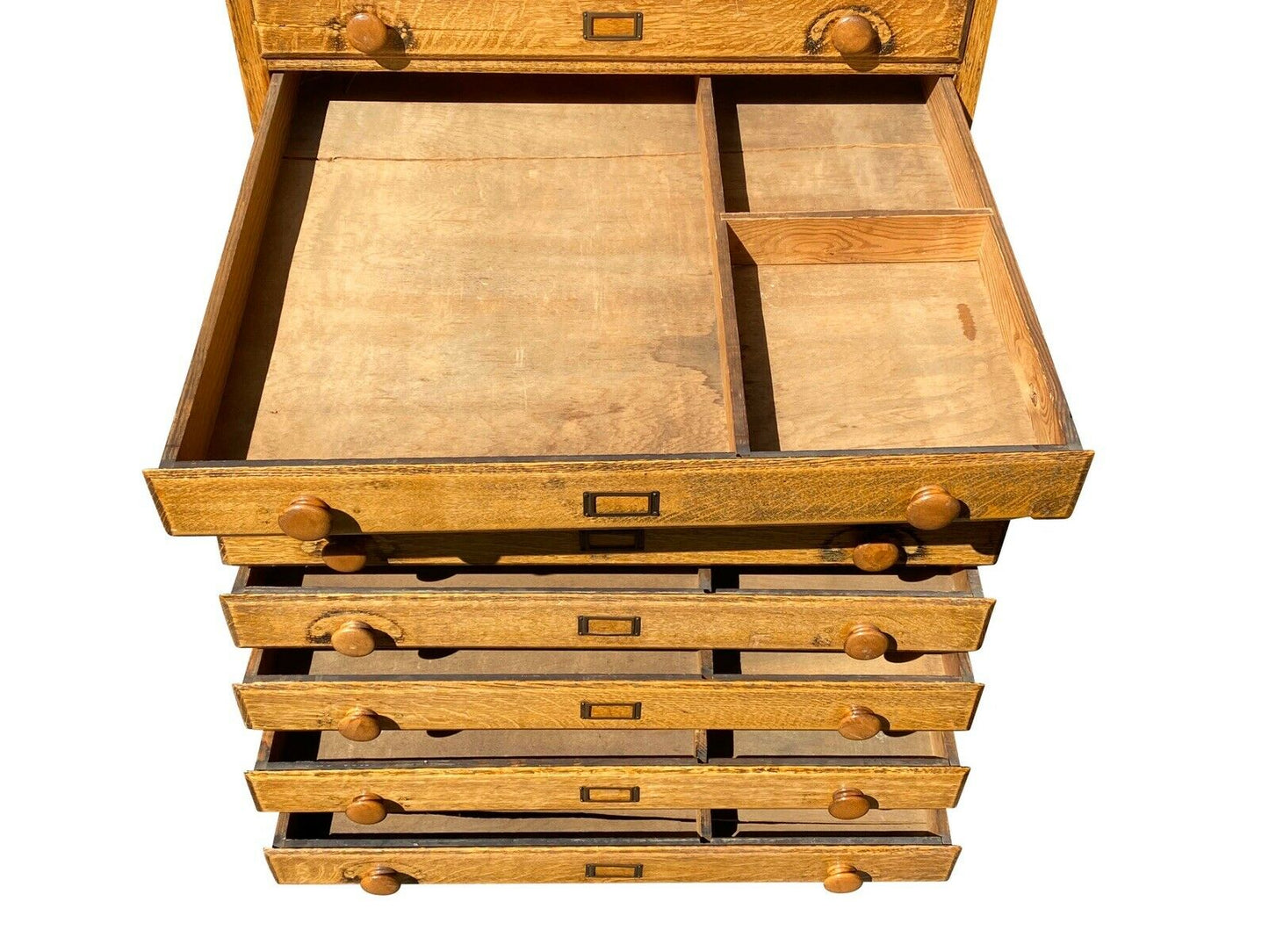 19TH C ANTIQUE INDUSTRIAL VICTORIAN OAK TYPE MAKERS / VERTICAL MAP FILE CABINET