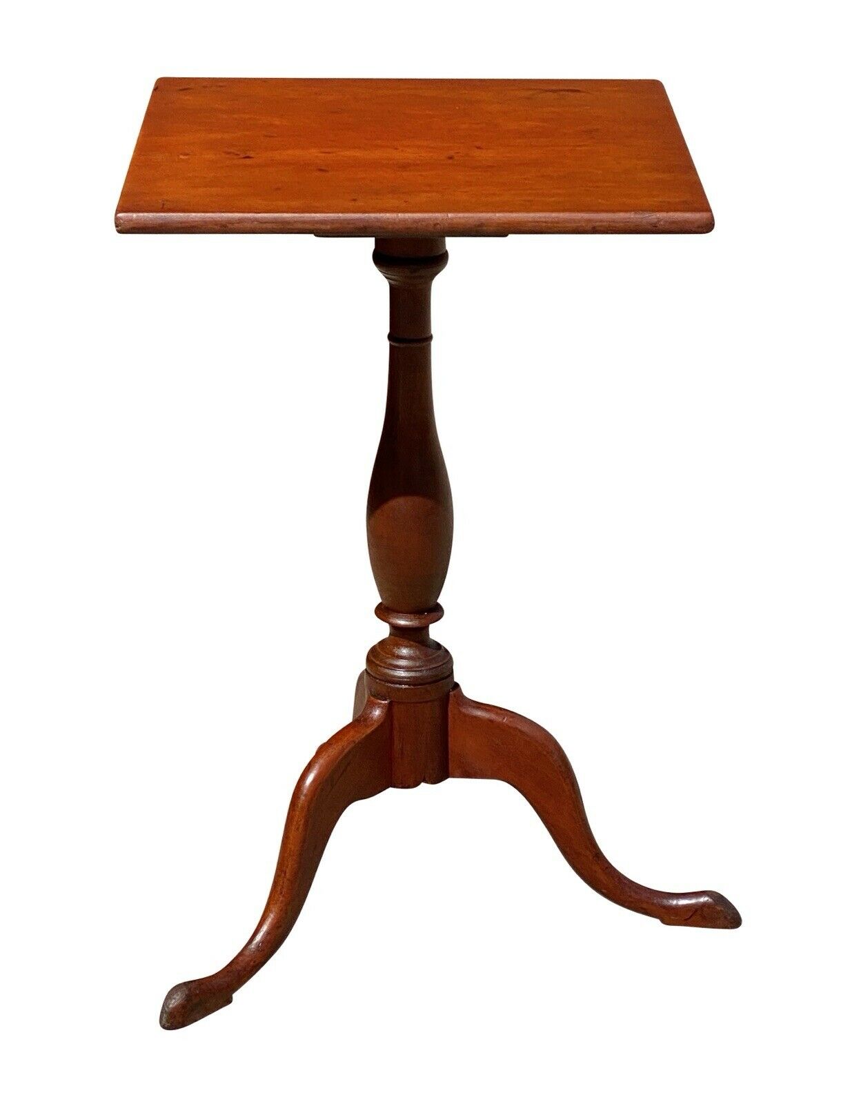 18th C Antique Queen Anne New England Country Cherry Candlestand / End Table