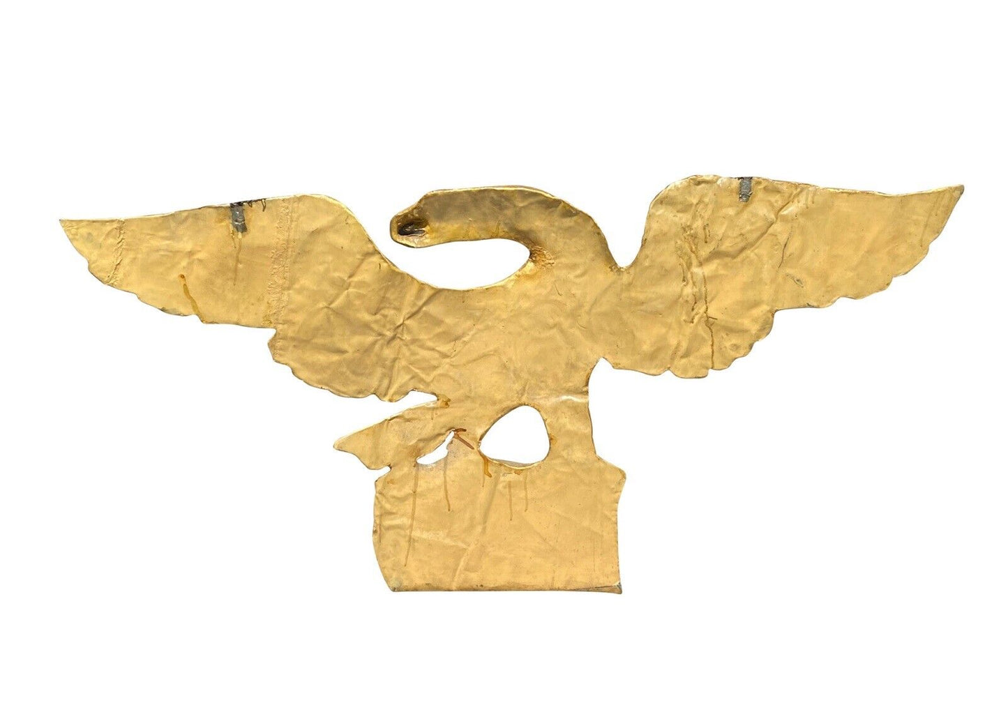 Antique Embossed Brass Eagle Wall Hanging With Spread Wings