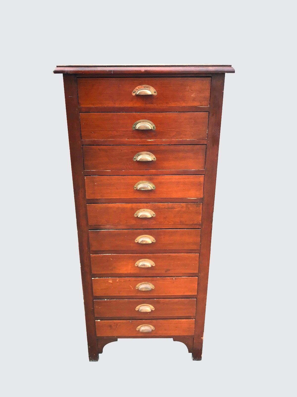 ANTIQUE 10 DRAWER OAK LATERAL FILE MAP CASE IN GREAT ORIGINAL CONDITION