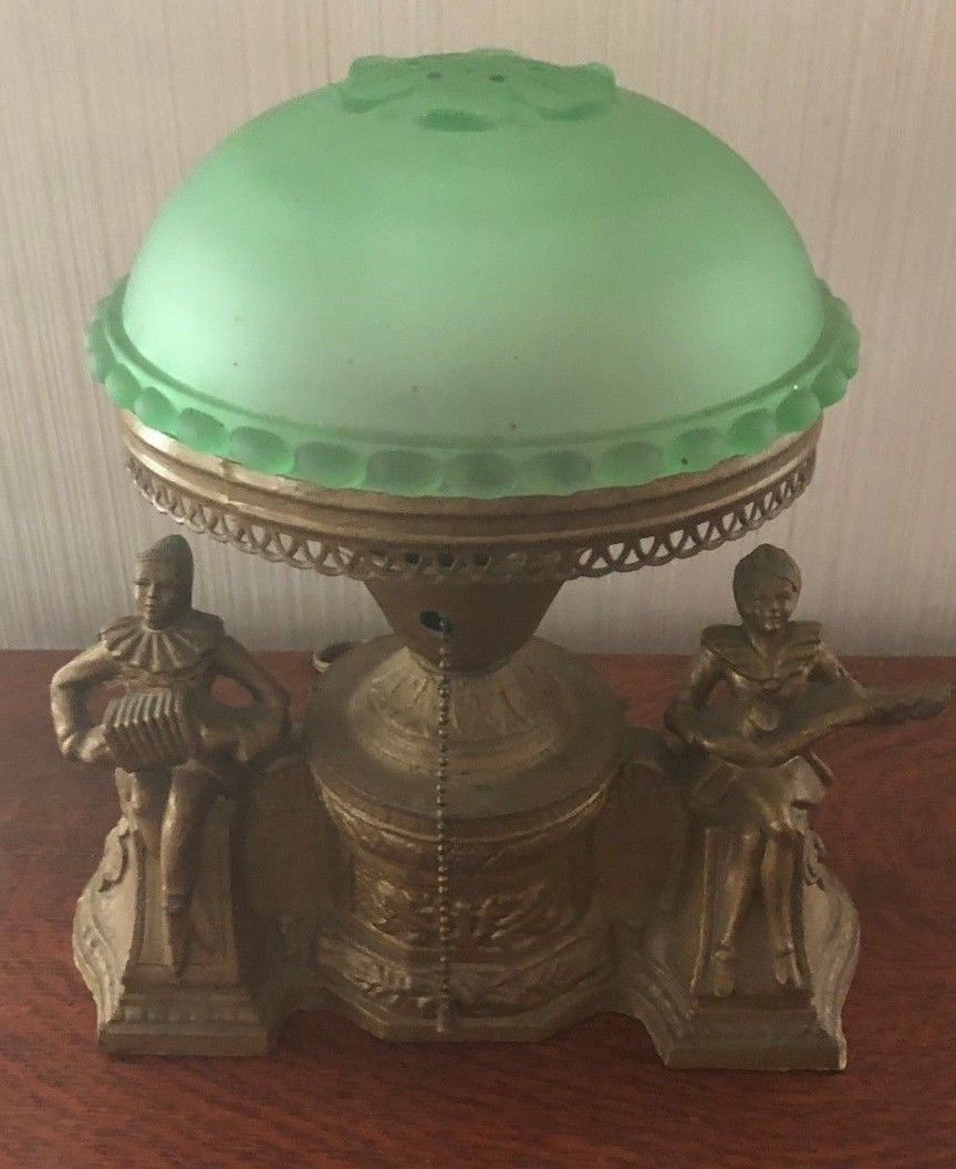 FRANK ART TABLE LAMP WITH GREEN GLASS DOMED SHADE