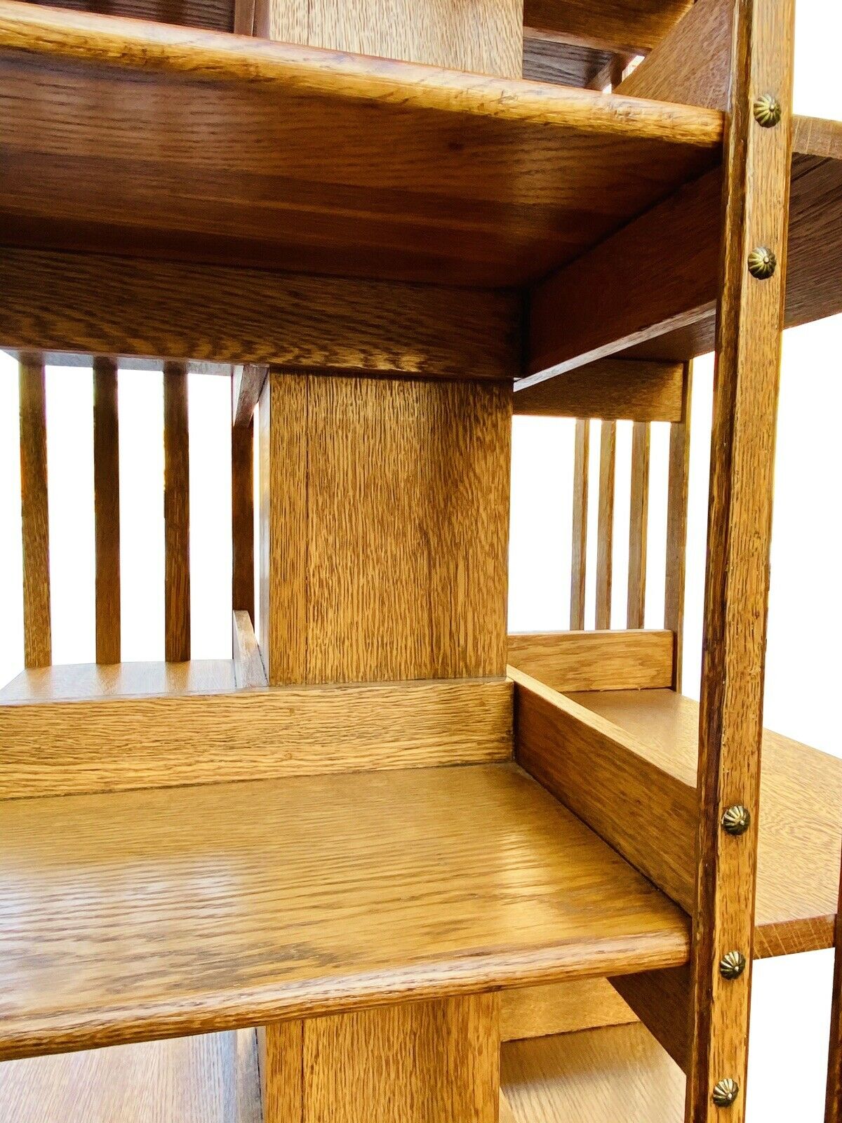 19TH C ANTIQUE OAK VICTORIAN DANNER 4 TIER REVOLVING BOOKCASE