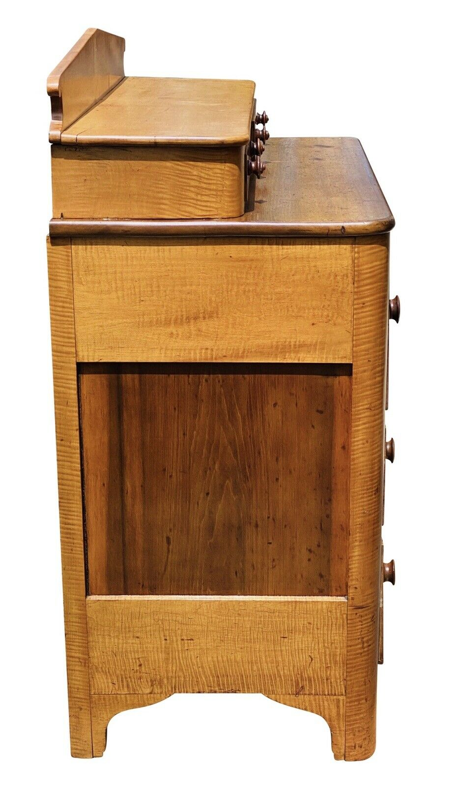 19TH C ANTIQUE FEDERAL PERIOD OHIO RIVER VALLEY TIGER MAPLE DRESSER / CHEST