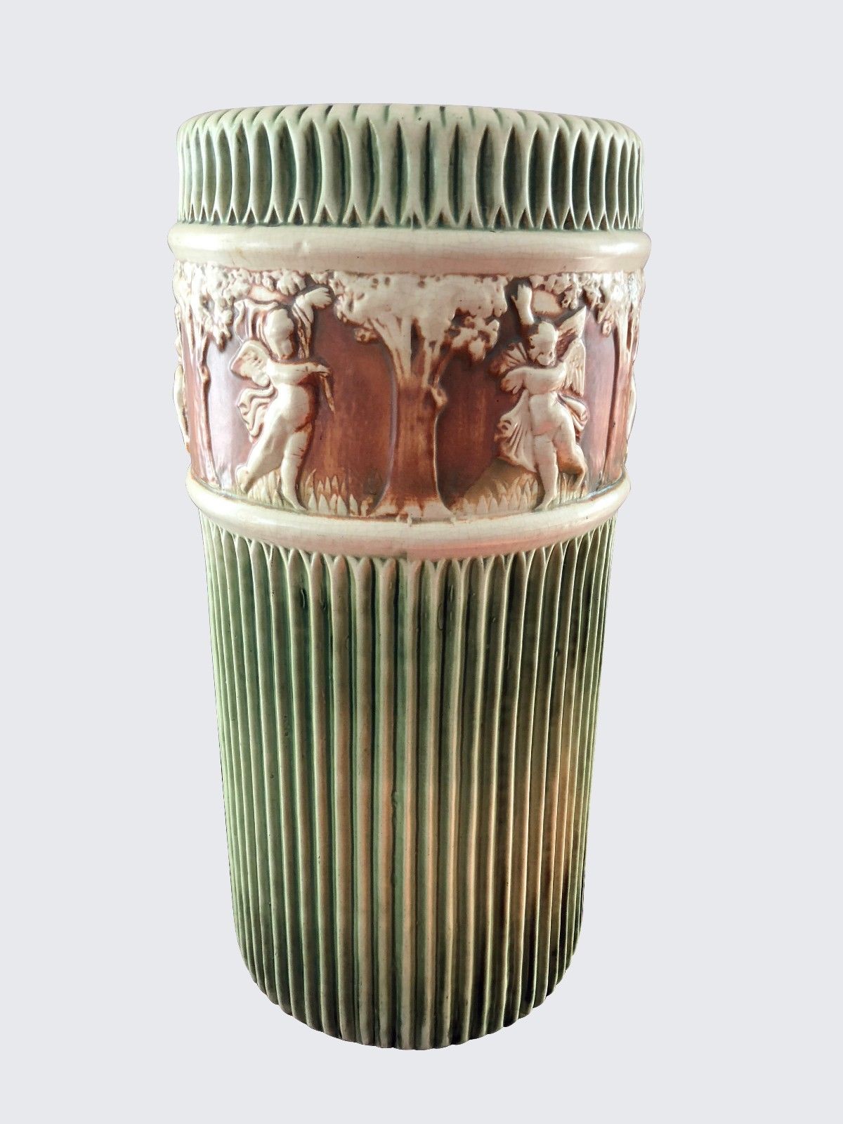 ARTS & CRAFTS ROSEVILLE DONATELLO PATTERN JARDINIERE ON STAND SET