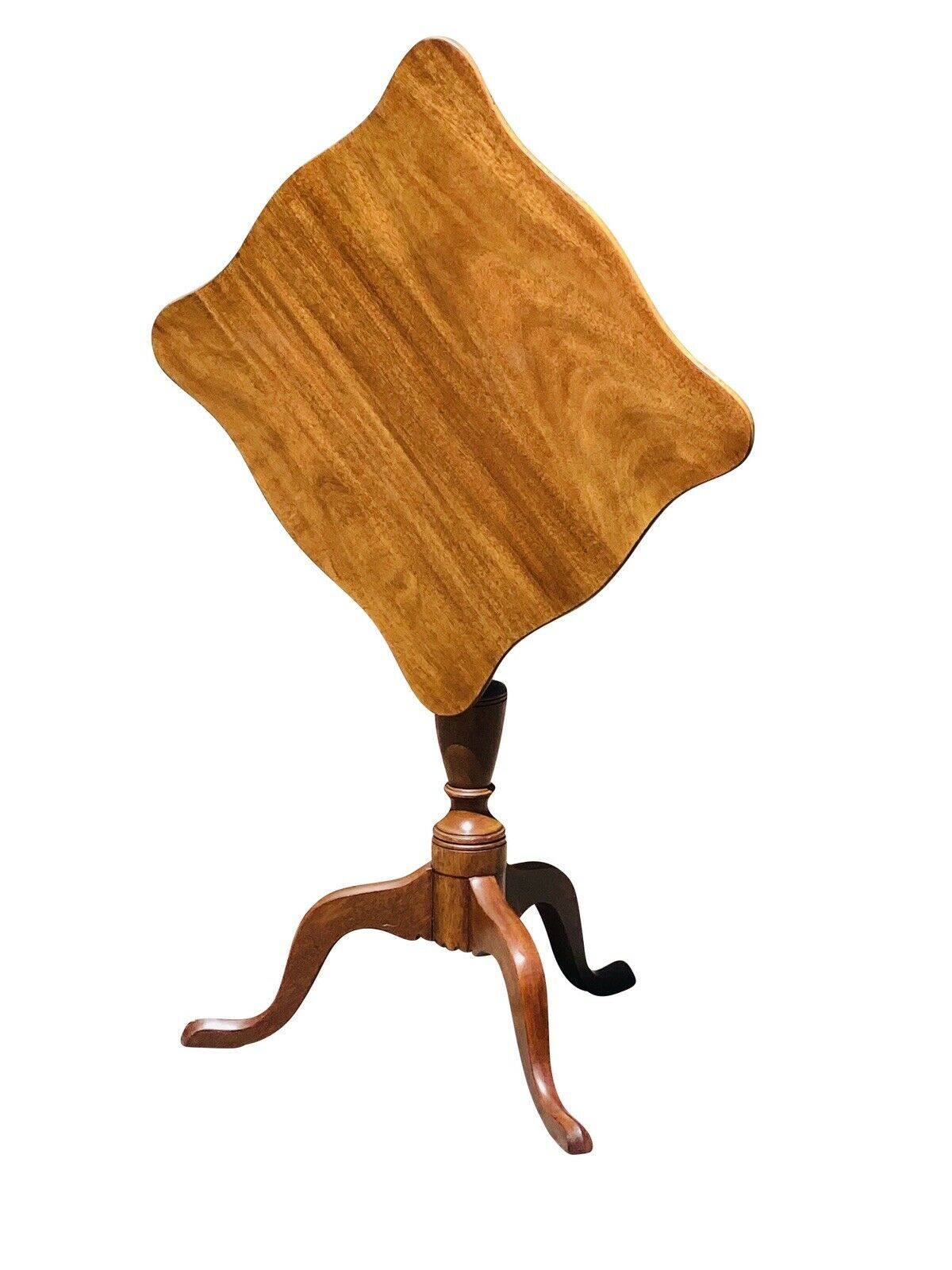 20th C Queen Anne Antique Style Henkel Harris Mahogany Tilt Top Candle Stand