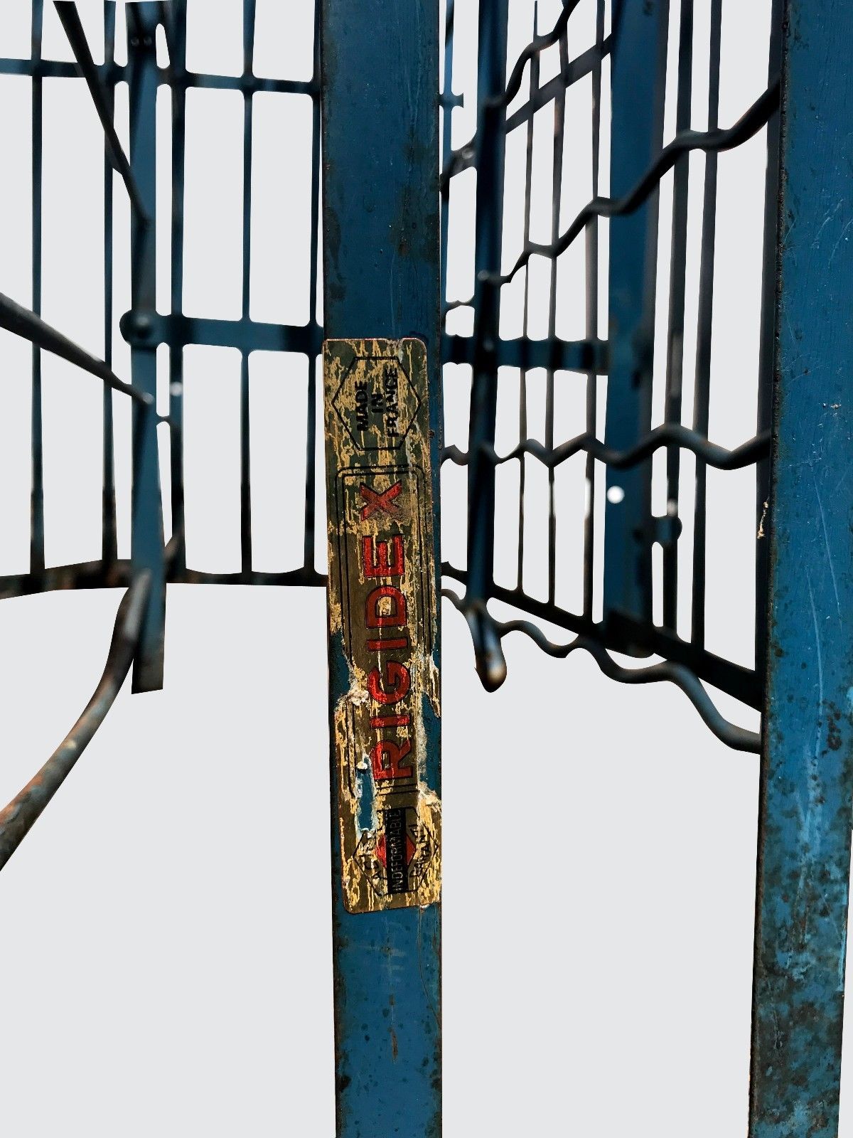 RARE & IMPORTANT PAIR FRENCH ART DECO ANTIQUE IRON WINE RACKS WITH LOCKING DOORS