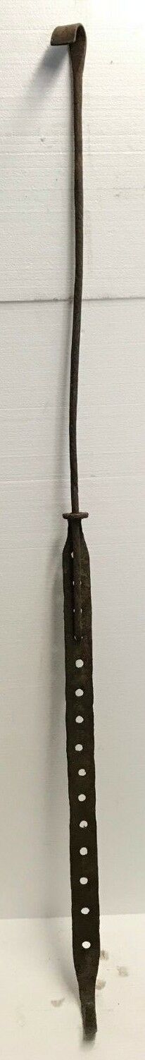 EARLY 19TH C CAST IRON & WROUGHT IRON ADJUSTABLE TRAMMEL