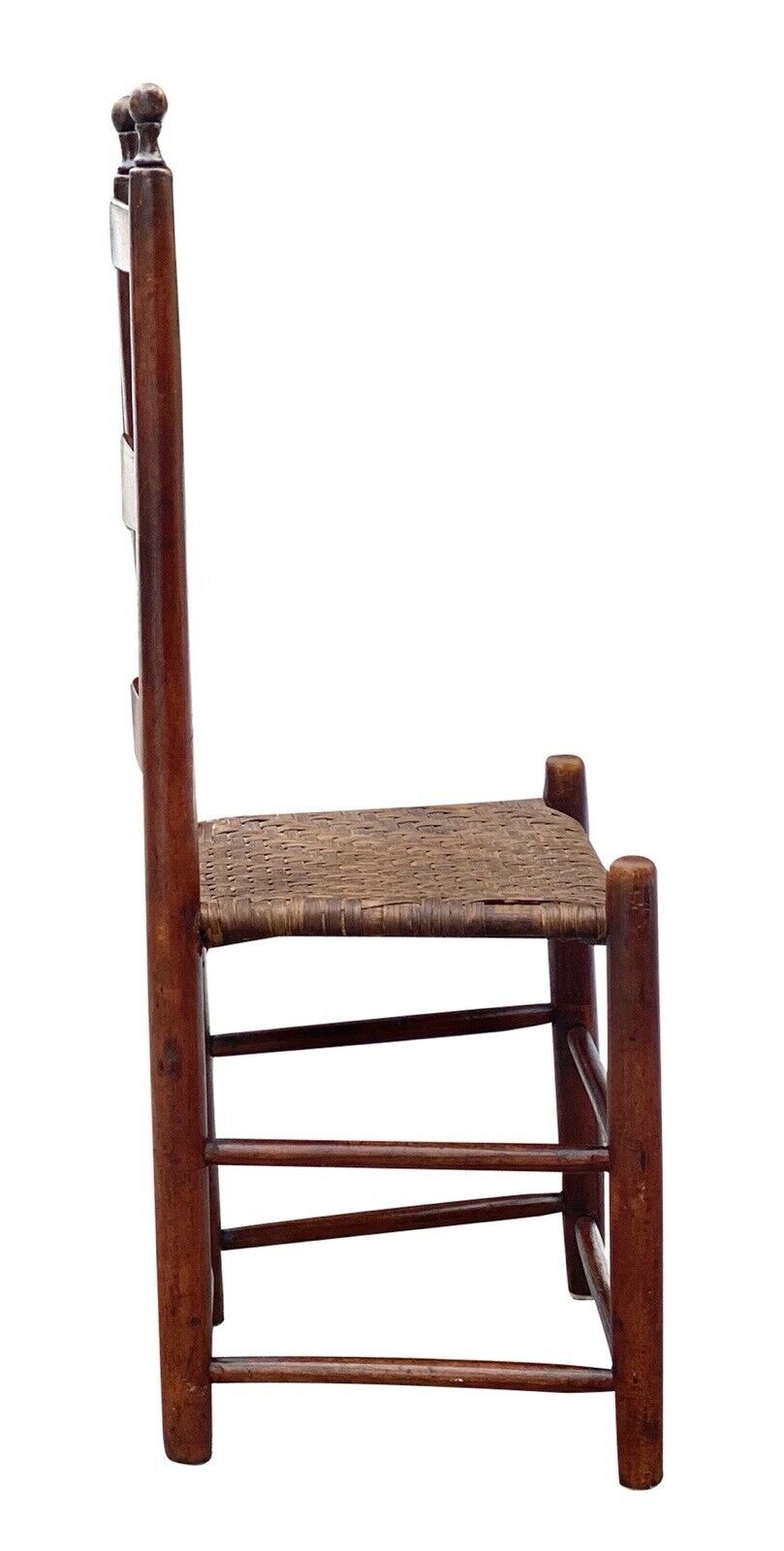 18th C Antique Queen Anne Country Primitive Ladder Back Chair W/ Splint Seat