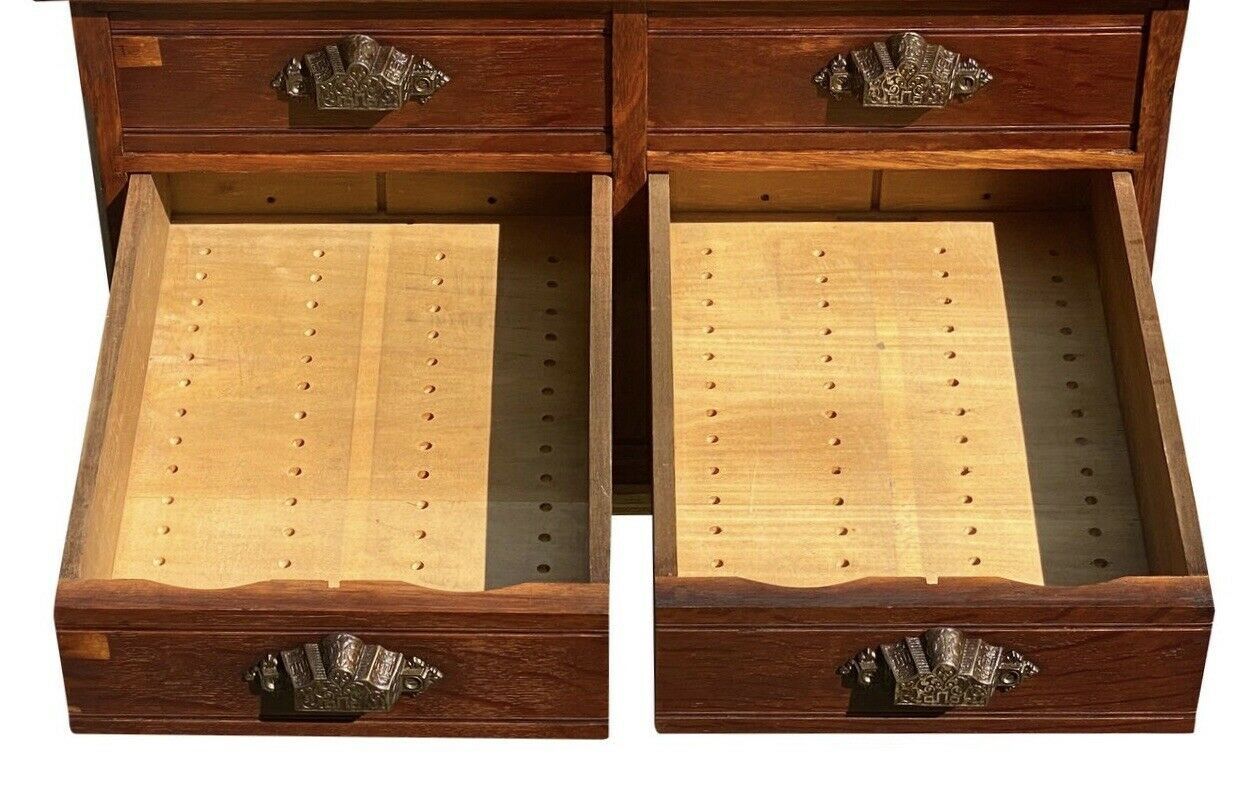19TH C ANTIQUE VICTORIAN TIGER OAK 6 DRAWER DESKTOP FILE CABINET / SPOOL CABINET