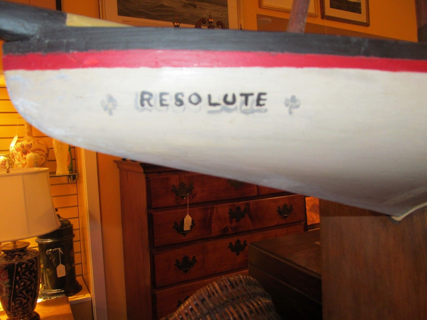 MONUMENTAL 53" ANTIQUE POND BOAT WITH COPPER KEEL & CRADLE