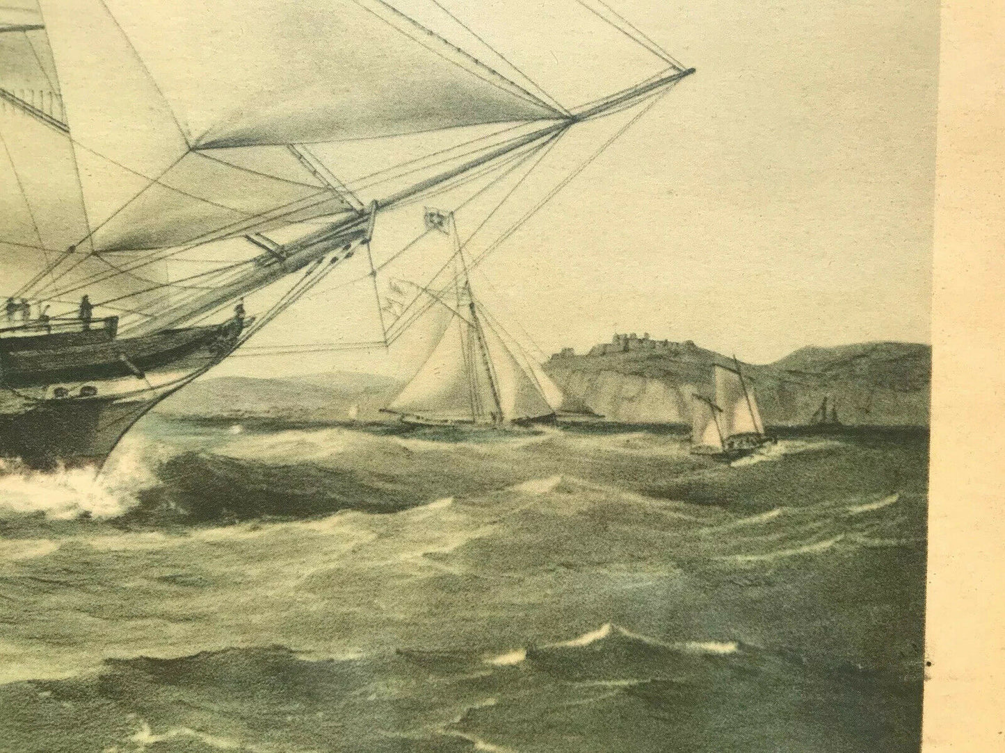 20TH C ANTIQUE STYLE FRAMED PRINT OF CLIPPER SHIP ANGLESEY 1150 TONS ~ NAUTICAL