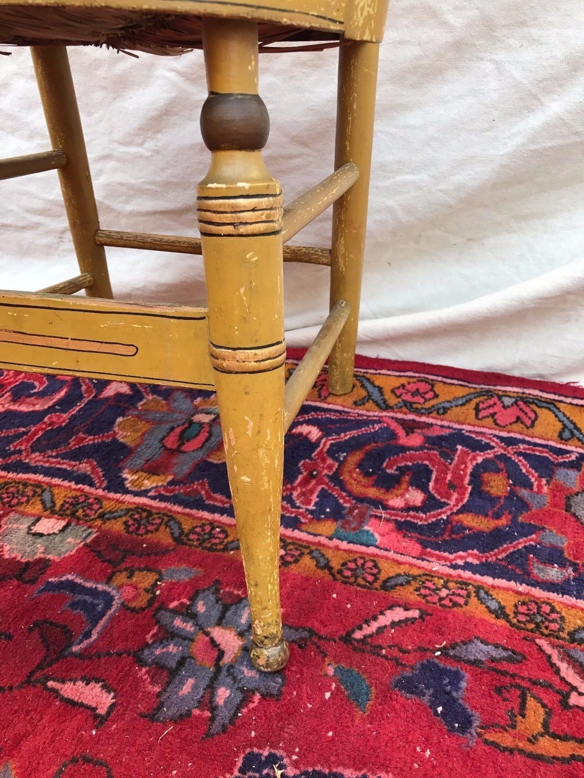 SET OF SIX ANTIQUE SHERATON FANCY CHAIRS IN OLD MUSTARD PAINT