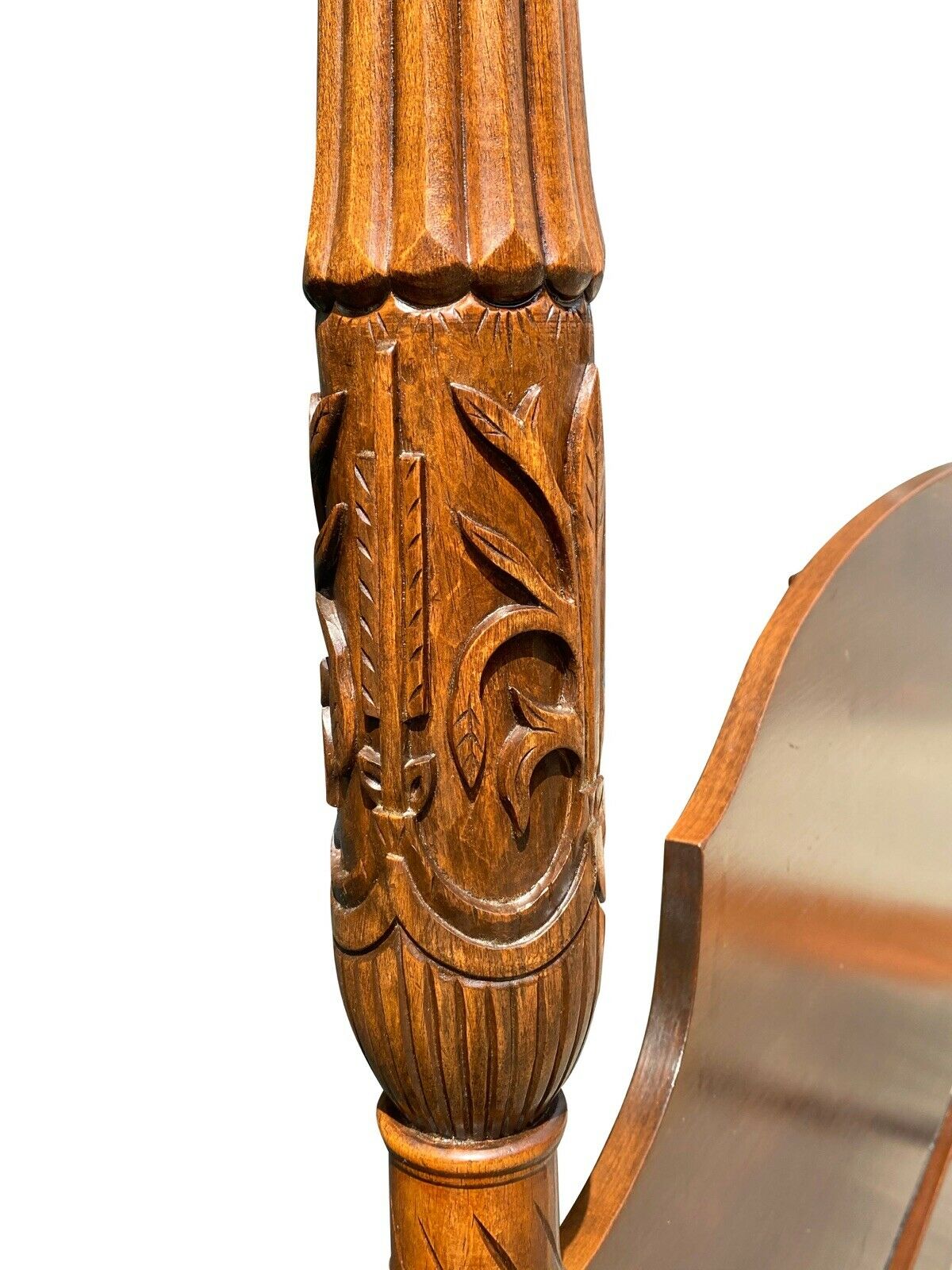 20TH C CHIPPENDALE ANTIQUE STYLE QUEEN SIZE CHERRY CARVED TALL FOUR POST BED