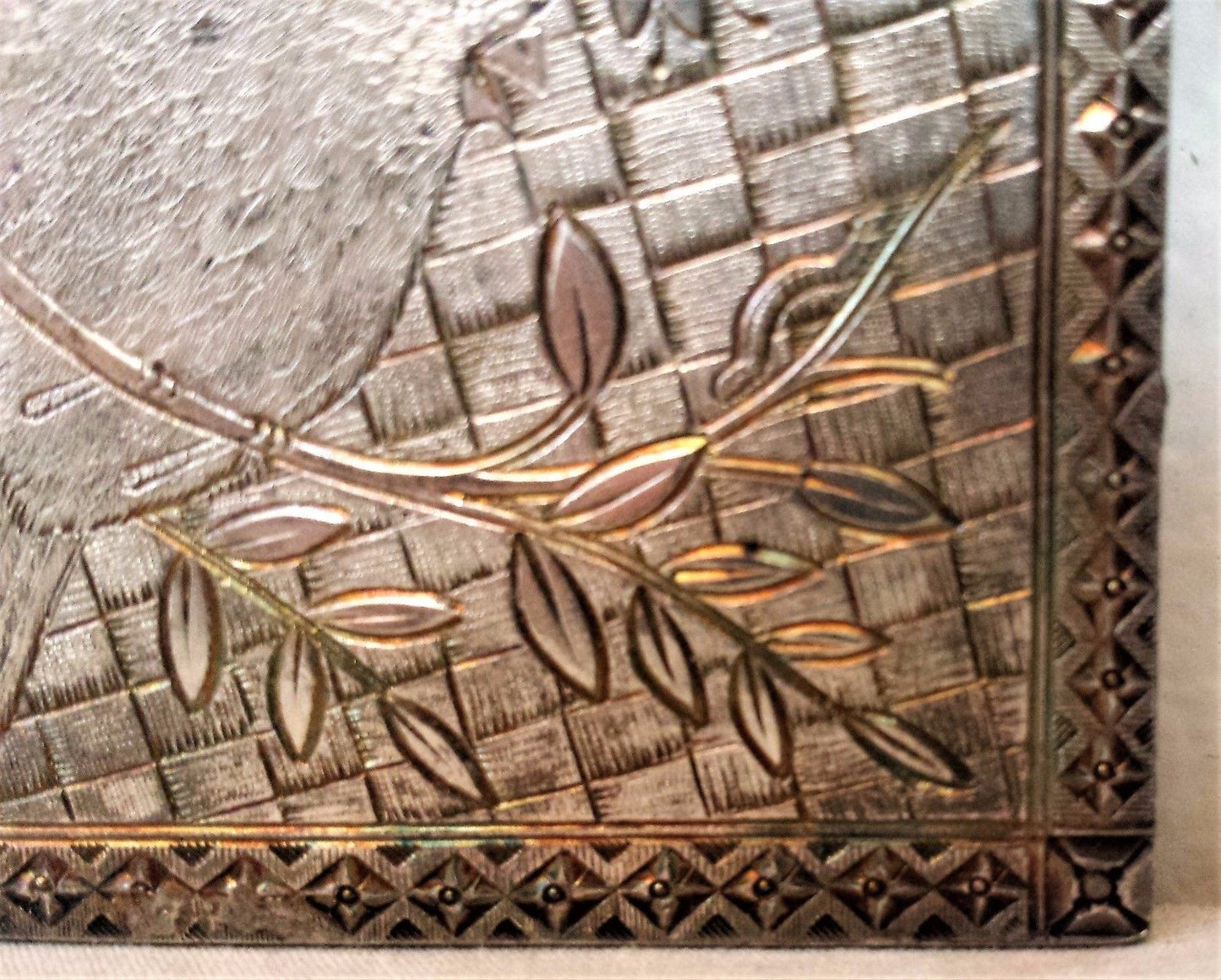 VICTORIAN / ART NOUVEAU SILVER ENGRAVED GREETING CARD HOLDER
