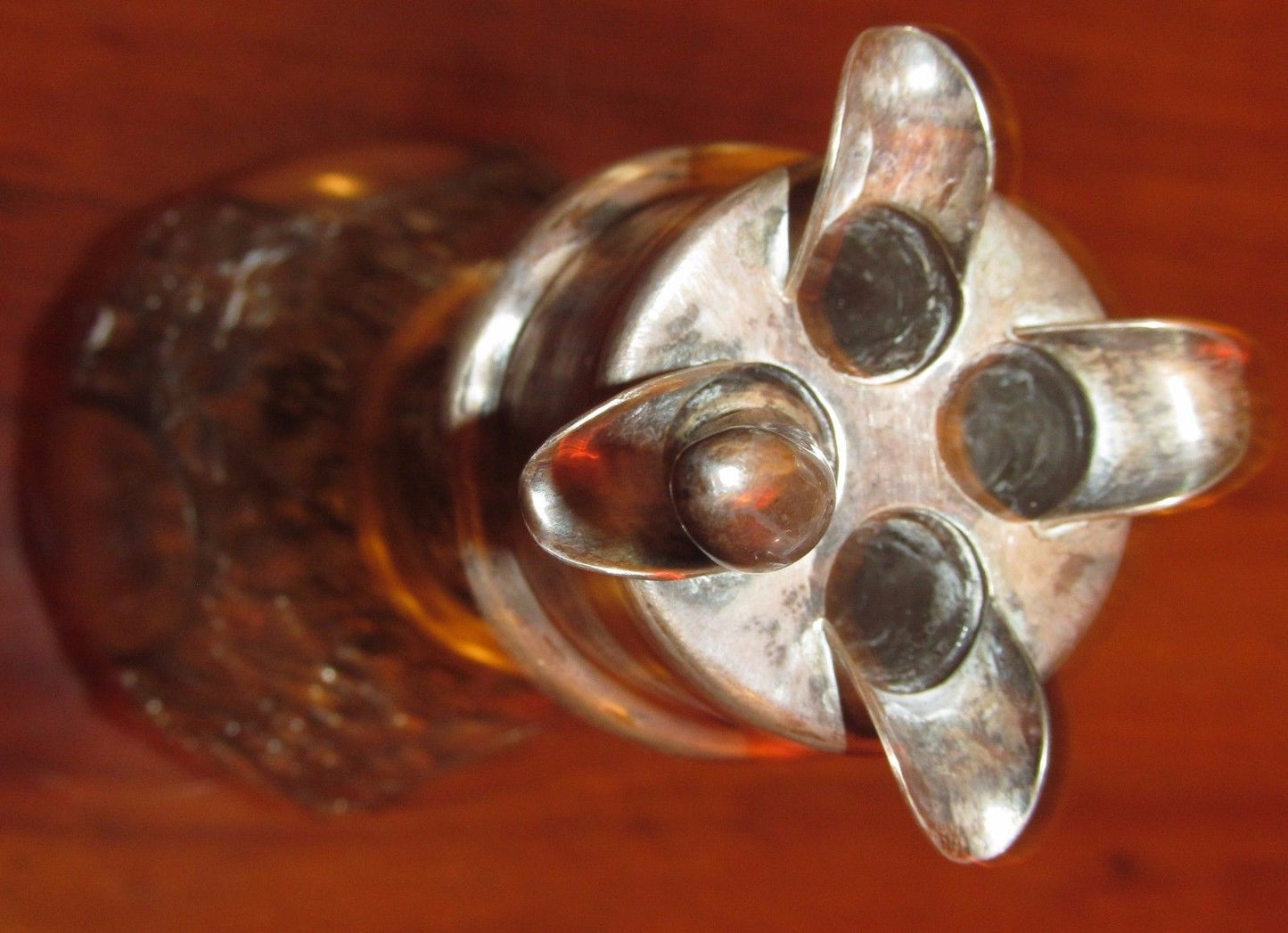 STERLING SILVER FRENCH 4 CHAMBER LIQUOR DECANTER-FINE FLORAL REPOSE WORK